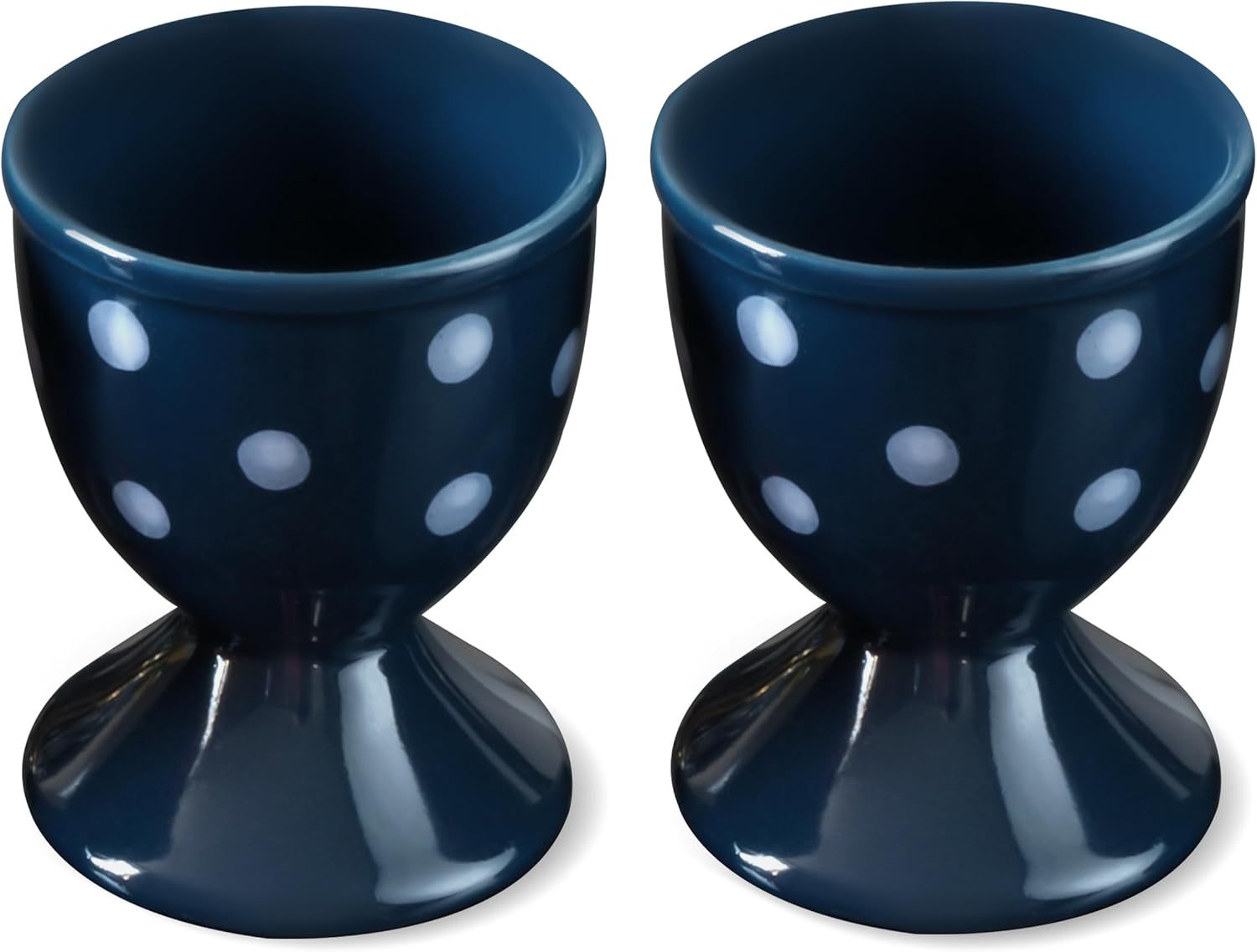 Ceramic Egg Cup Blue Set of 2 Porcelain Holder Breakfast Boiled Cooking Easy to Clean Childhood Memories Kitchen