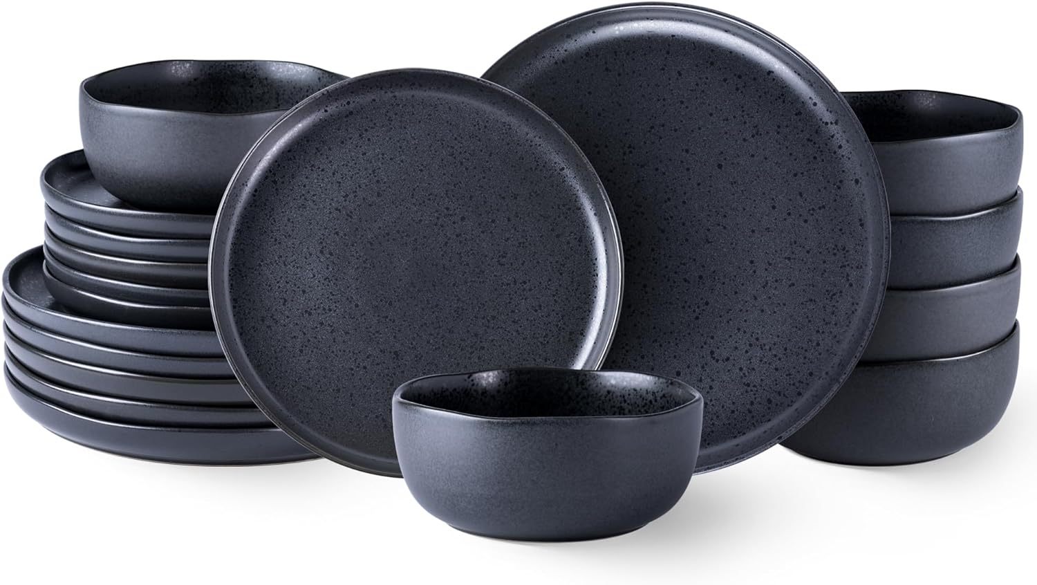 Dinnerware Sets for 8, Wavy Rim Plates and Bowls Sets, Highly Chip and Crack Resistant | Dishwasher & Microwave & Oven Safe Dishes set, Service for 8 (24pc)