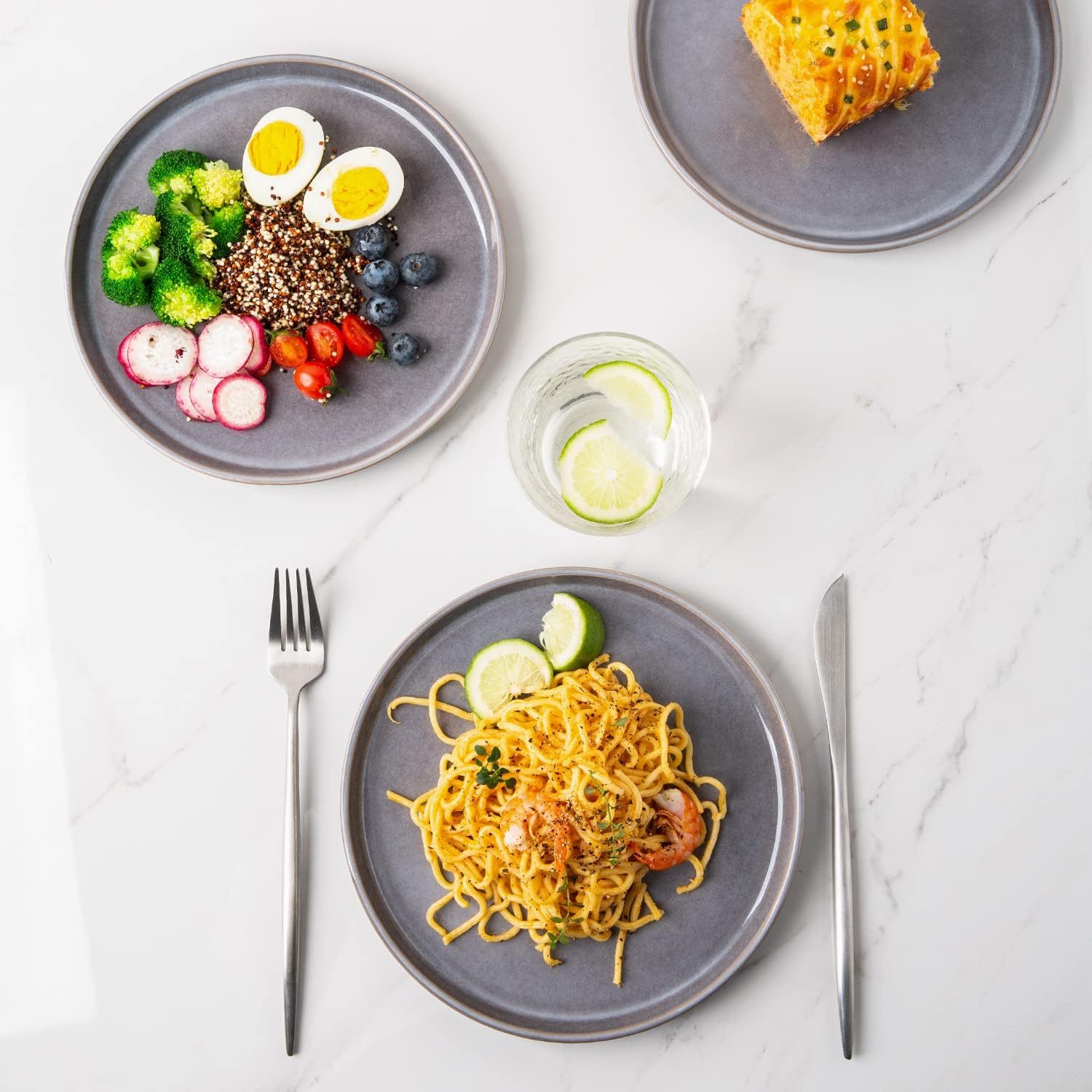 Ceramic Plates Set of 6, 8.5 Inch Reactive Glaze Stoneware Plates set, Dessert, Salad, Appetizer, Small Dinner Plates, Microwave, Dishwasher Safe, Scratch Resistant Dishes Set Kitchen Plates