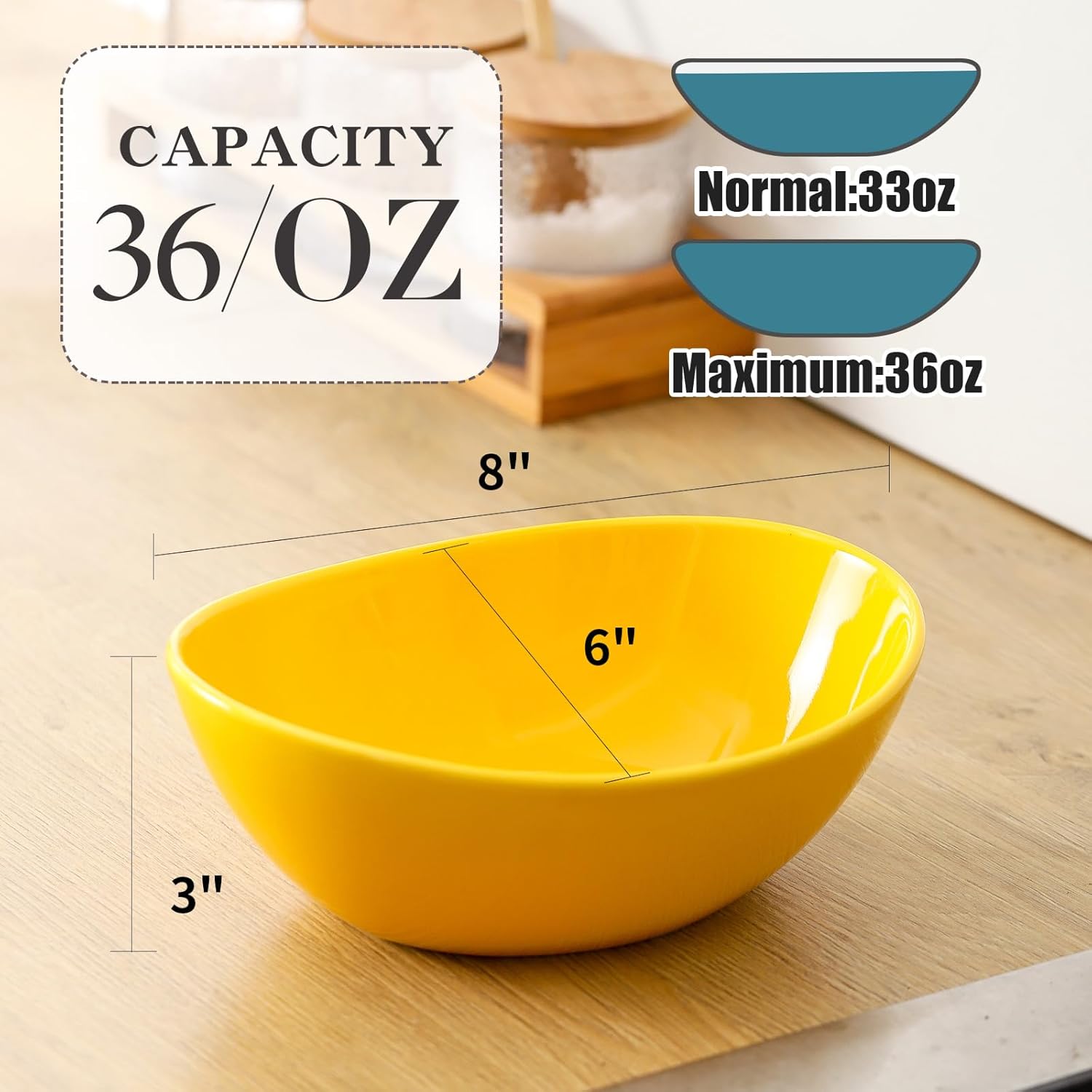 Porcelain Serving Bowls for Entertaining, Salad Bowls Large Serving for Parties, 36 Ounce Large Serving Dishes for Salad Pasta Popcorn, Set of 4