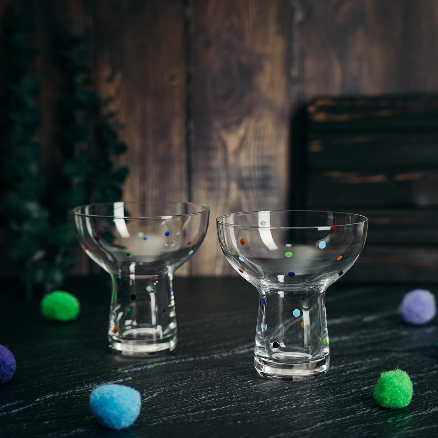 Hand Blown Margarita and Wine Glass – Confetti Margarita, Martini & Wine Glasses Cinco de Mayo