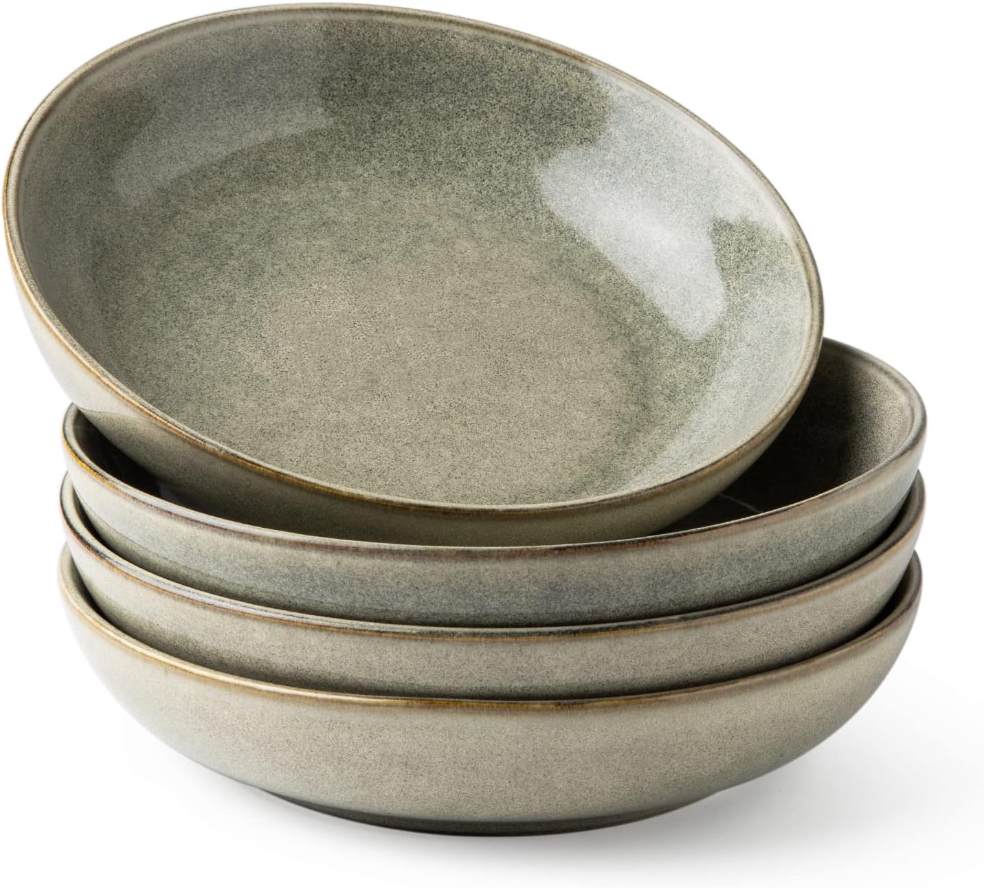 8.5'' Large Pasta Bowls, 36oz Stoneware Pasta Serving Bowls Set of 4 for Kitchen, Wide Bowls for Pasta,Salad,Oatmeal, Microwave Safe, Reactive Glaze