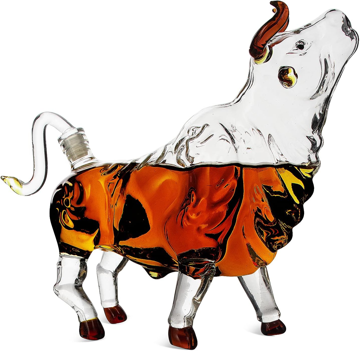 Charging Bull Heads Up Animal Liquor Decanter Made For Bourbon, Whiskey, Scotch, Rum, or Tequila, Zodiac Shape