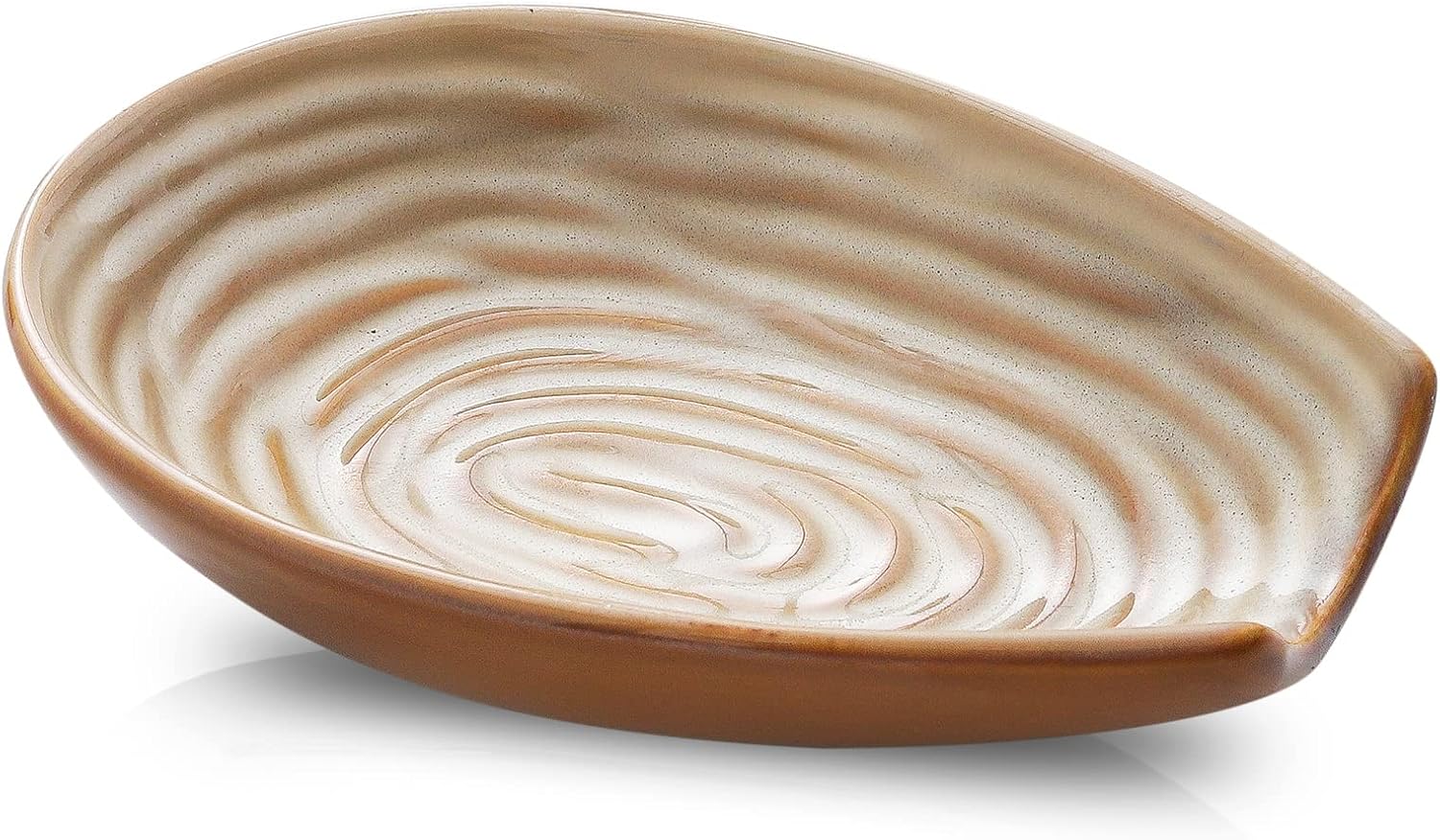 Spoon Rest for Stove Top and Kitchen Countertop, Large Heat-resistant Spoon Holder for Spatula Ladles Tongs, Farmhouse Cooking Spoon Holder for Home Kitchen Decor, Brown, 1 PC, 4 Inch