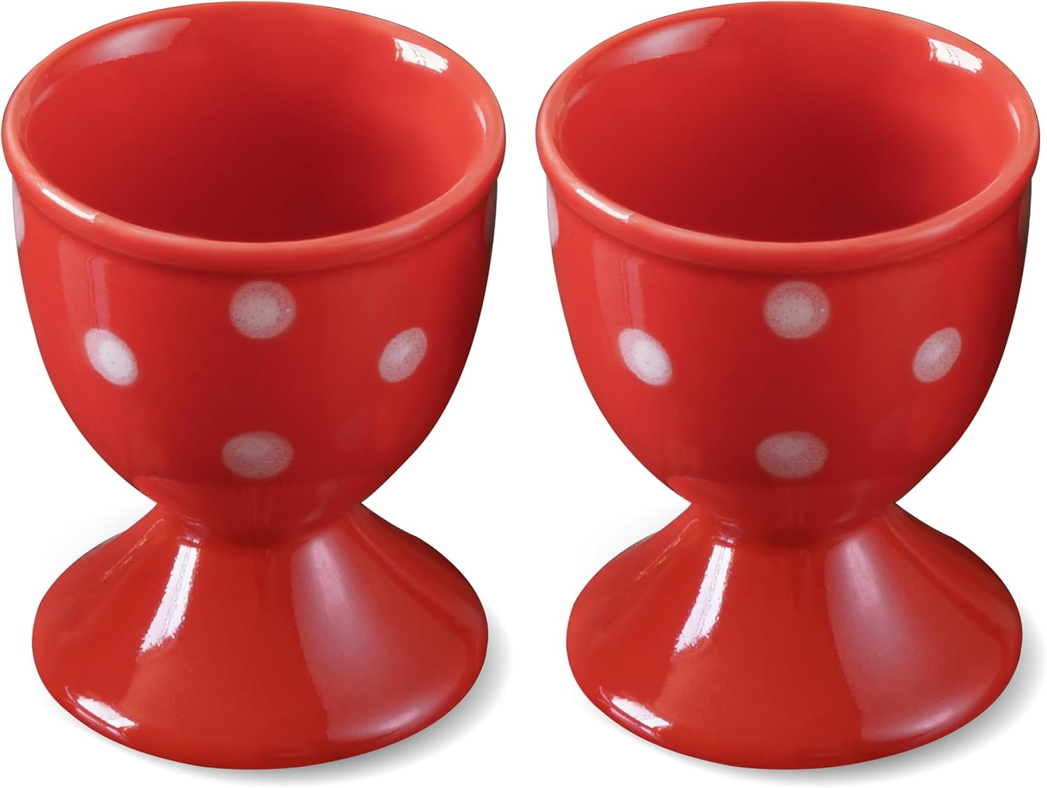 Ceramic Egg Cup Red Set of 2 Porcelain Holder Breakfast Boiled Cooking Easy to Clean Childhood Memories Kitchen