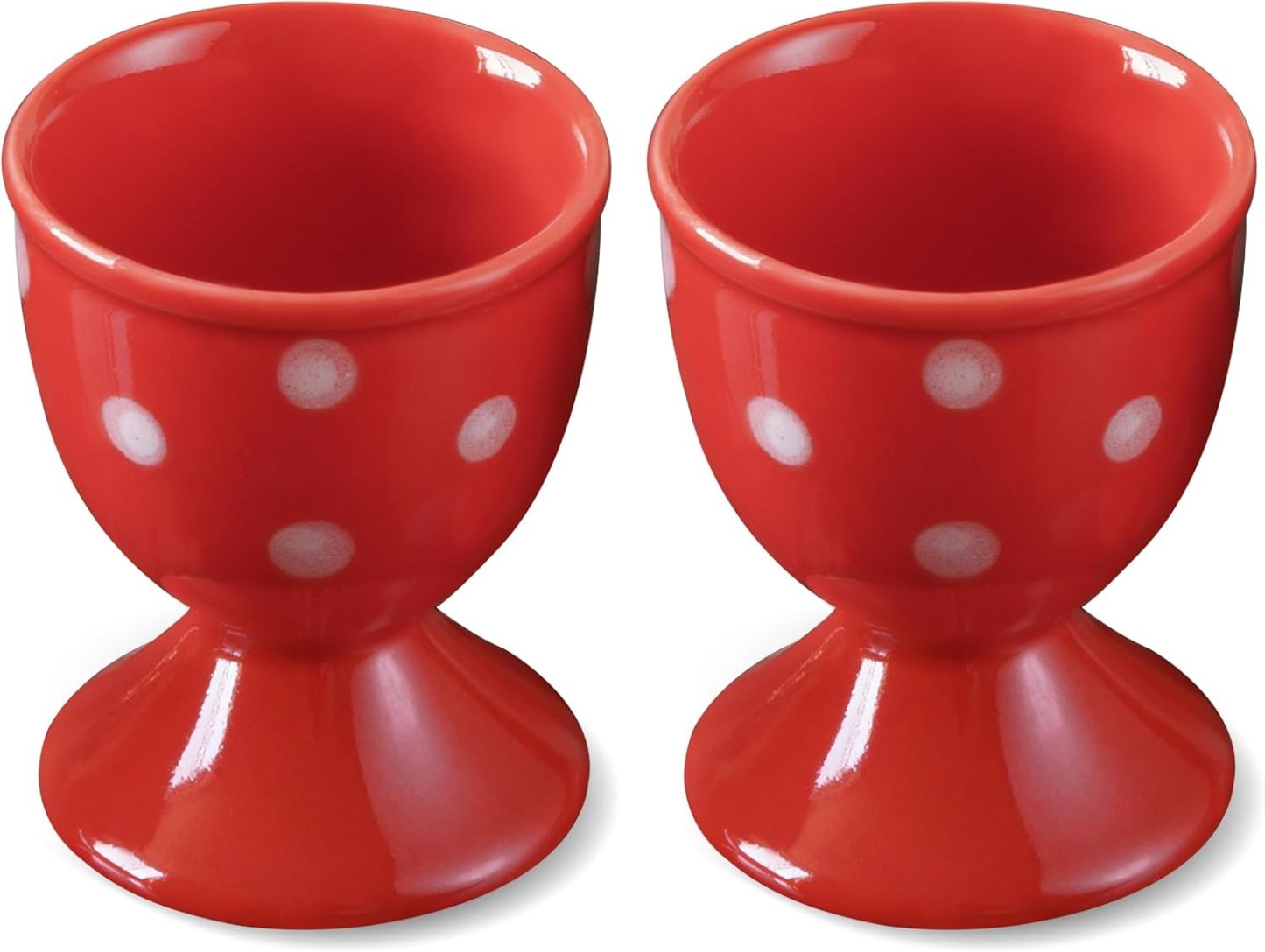 Ceramic Egg Cup Red Set of 2 Porcelain Holder Breakfast Boiled Cooking Easy to Clean Childhood Memories Kitchen