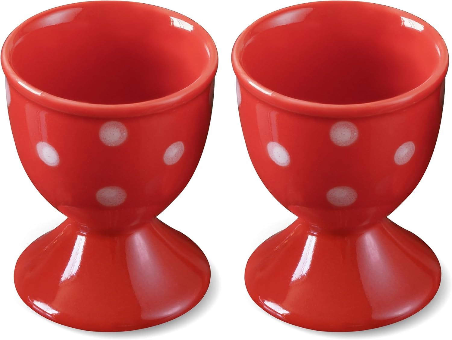 Ceramic Egg Cup Red Set of 2 Porcelain Holder Breakfast Boiled Cooking Easy to Clean Childhood Memories Kitchen