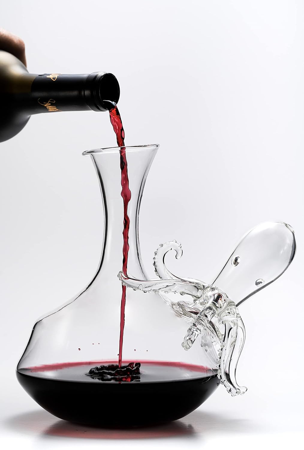 Octopus Tentacle Glass Decanter Handcrafted Decorative for Wine or Whiskey Antique Bronze Finish Statue