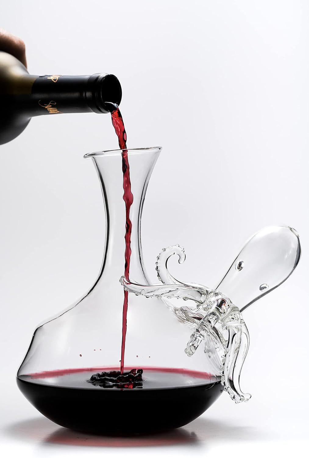 Octopus Tentacle Glass Decanter Handcrafted Decorative for Wine or Whiskey Antique Bronze Finish Statue