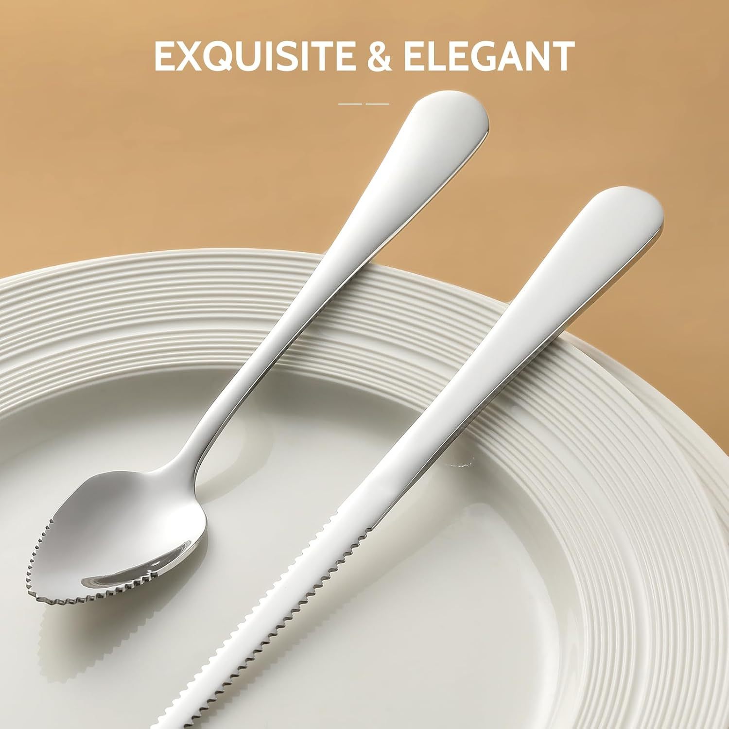 4-piece Grapefruit Spoons and Grapefruit Knife, 18/8 Stainless Steel