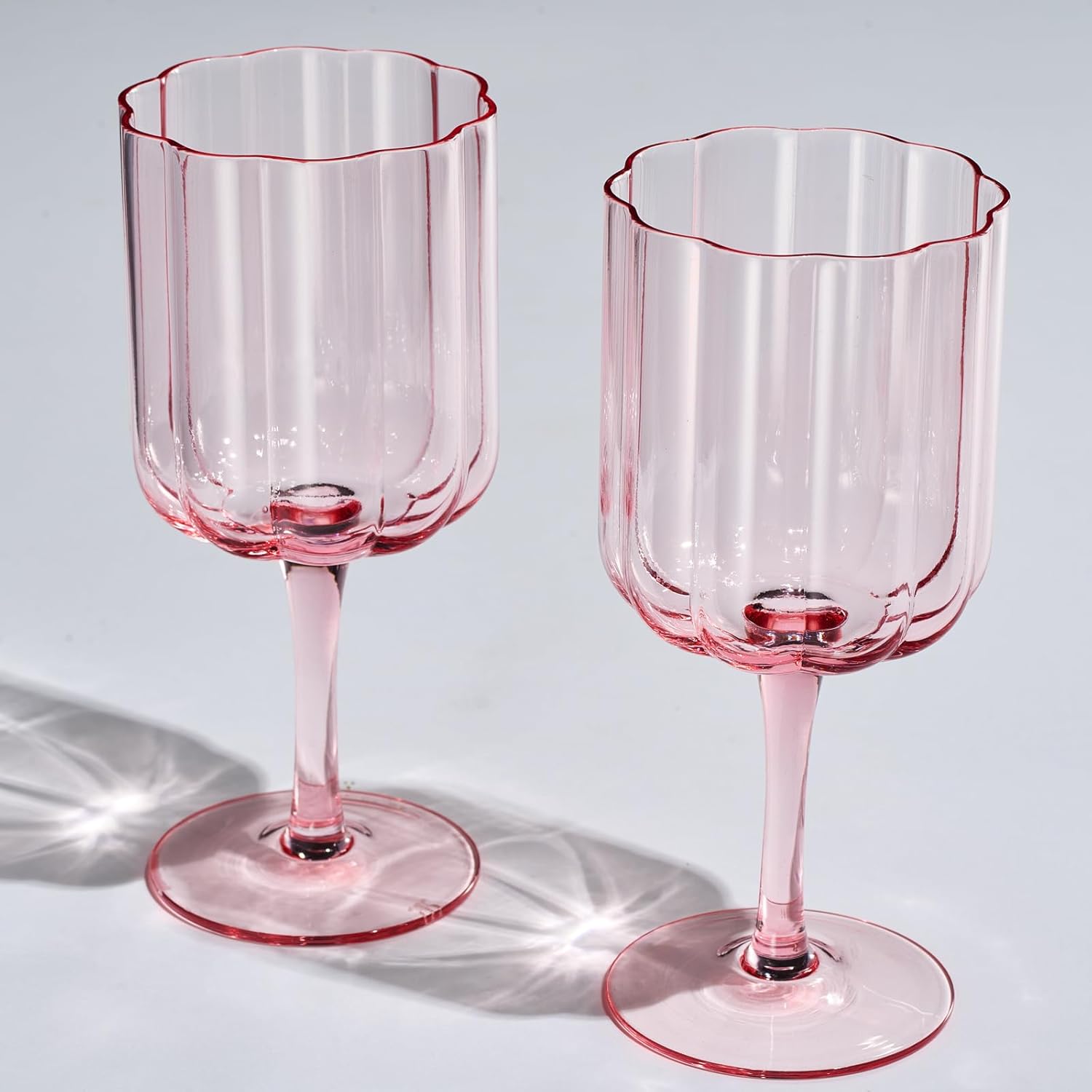 Flower Vintage Wine Glassware - Set of 2-13 oz Colorful Cocktail, Martini & Champagne Glasses, Prosecco, Mimosa Glasses Set, Cocktail Glass Set