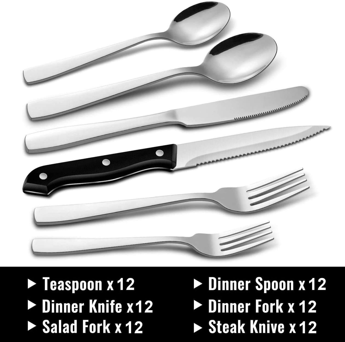 72-Piece Silverware Set for 12, Stainless Steel Flatware Cutlery Set For Home Kitchen Restaurant Hotel, Mirror Polished, Dishwasher Safe