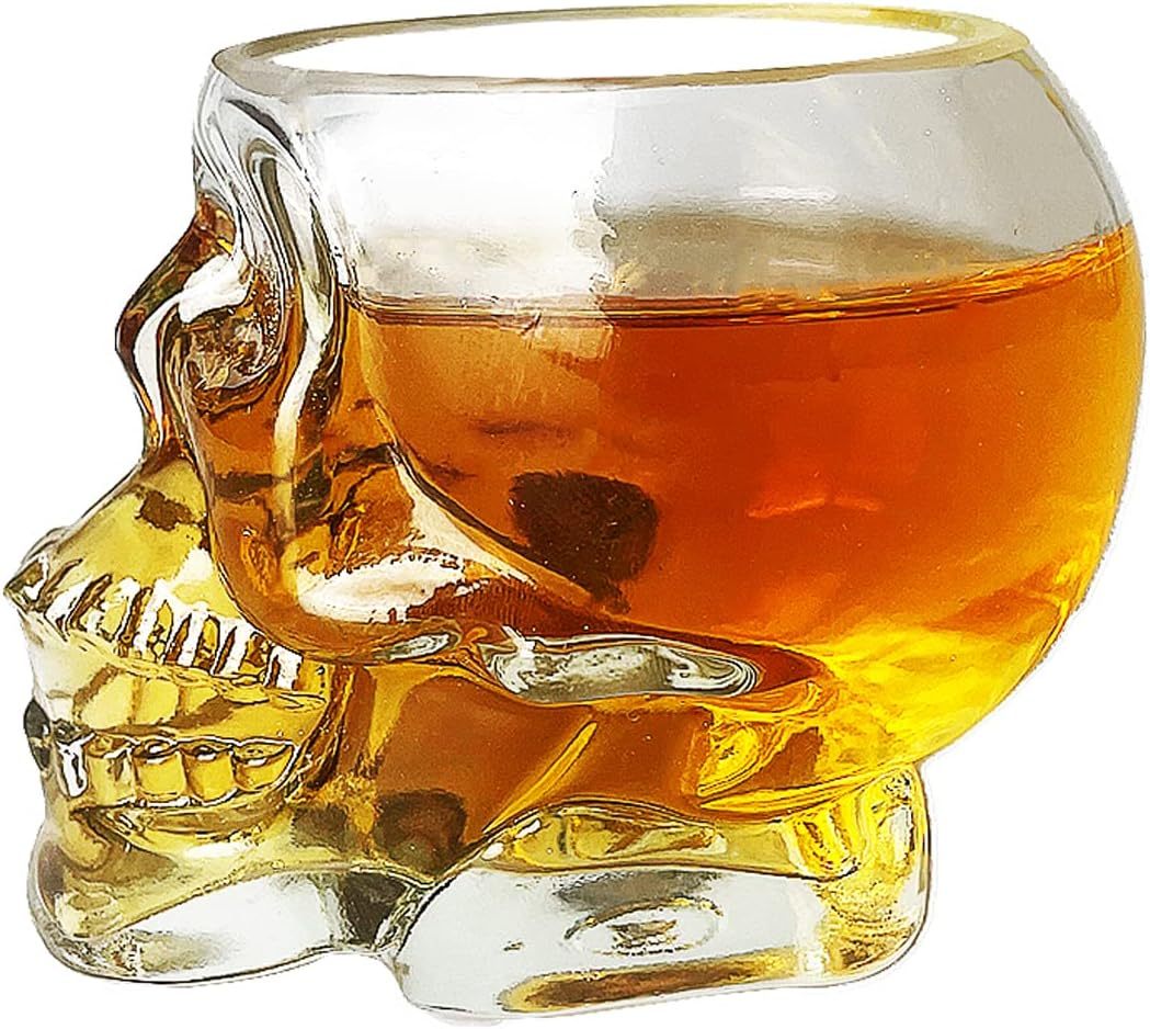 Skull Shot Glasses 3oz Skull Glasses 3" H - Set of 6 - Goth Gifts, Skull Gifts, Skull Decor, Skeleton Decor