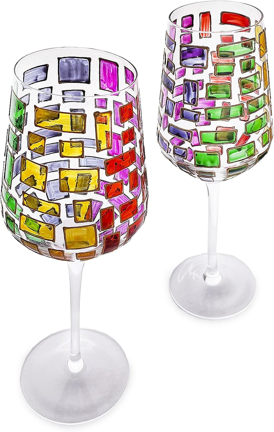 Renaissance Stain-glassed Windows Wines Glass Set of 2