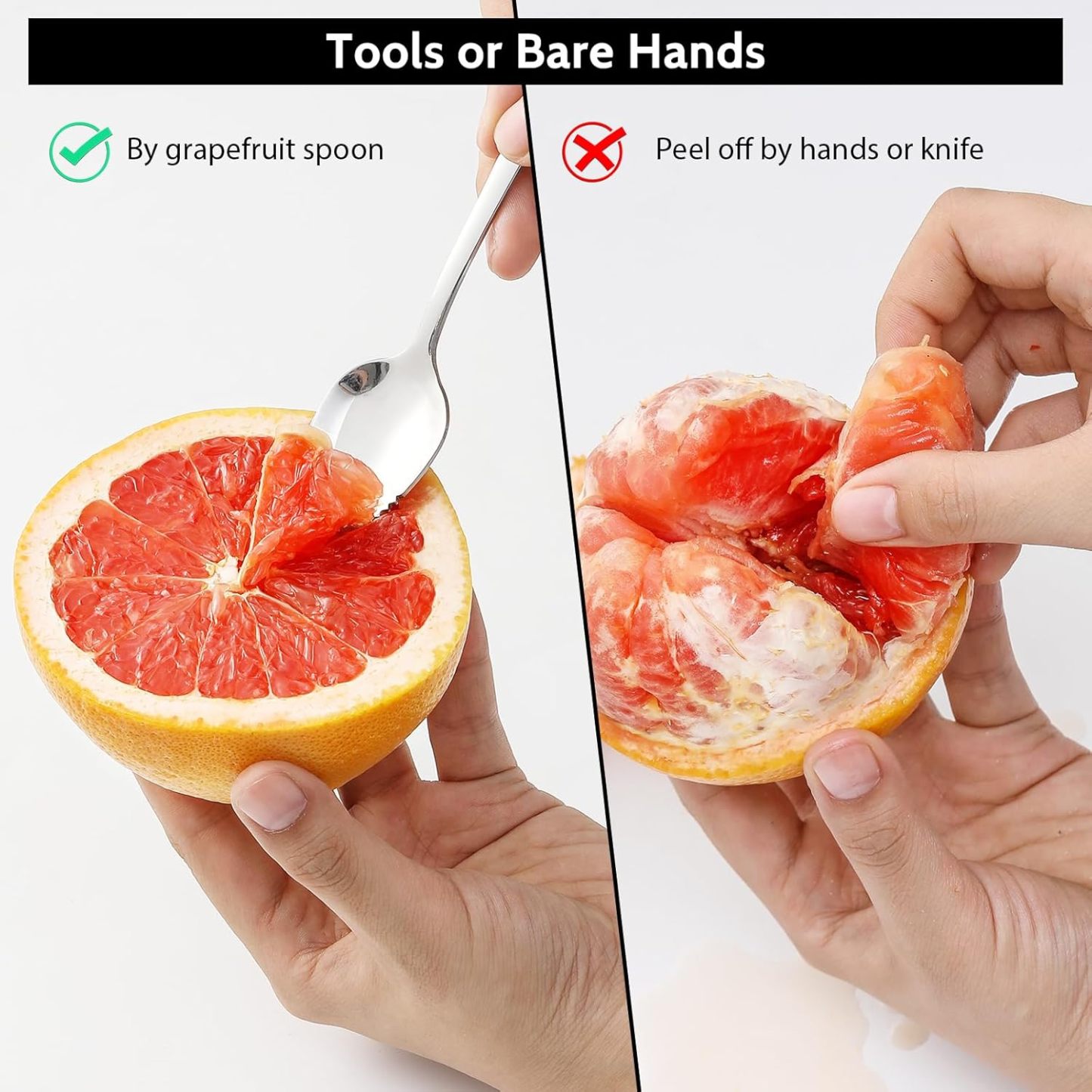 4-piece Grapefruit Spoons and Grapefruit Knife, 18/8 Stainless Steel