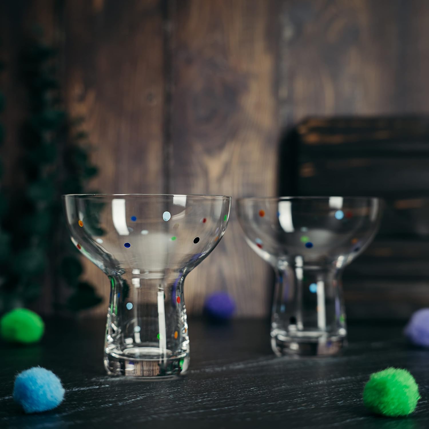 Hand Blown Margarita and Wine Glass – Confetti Margarita, Martini & Wine Glasses Cinco de Mayo