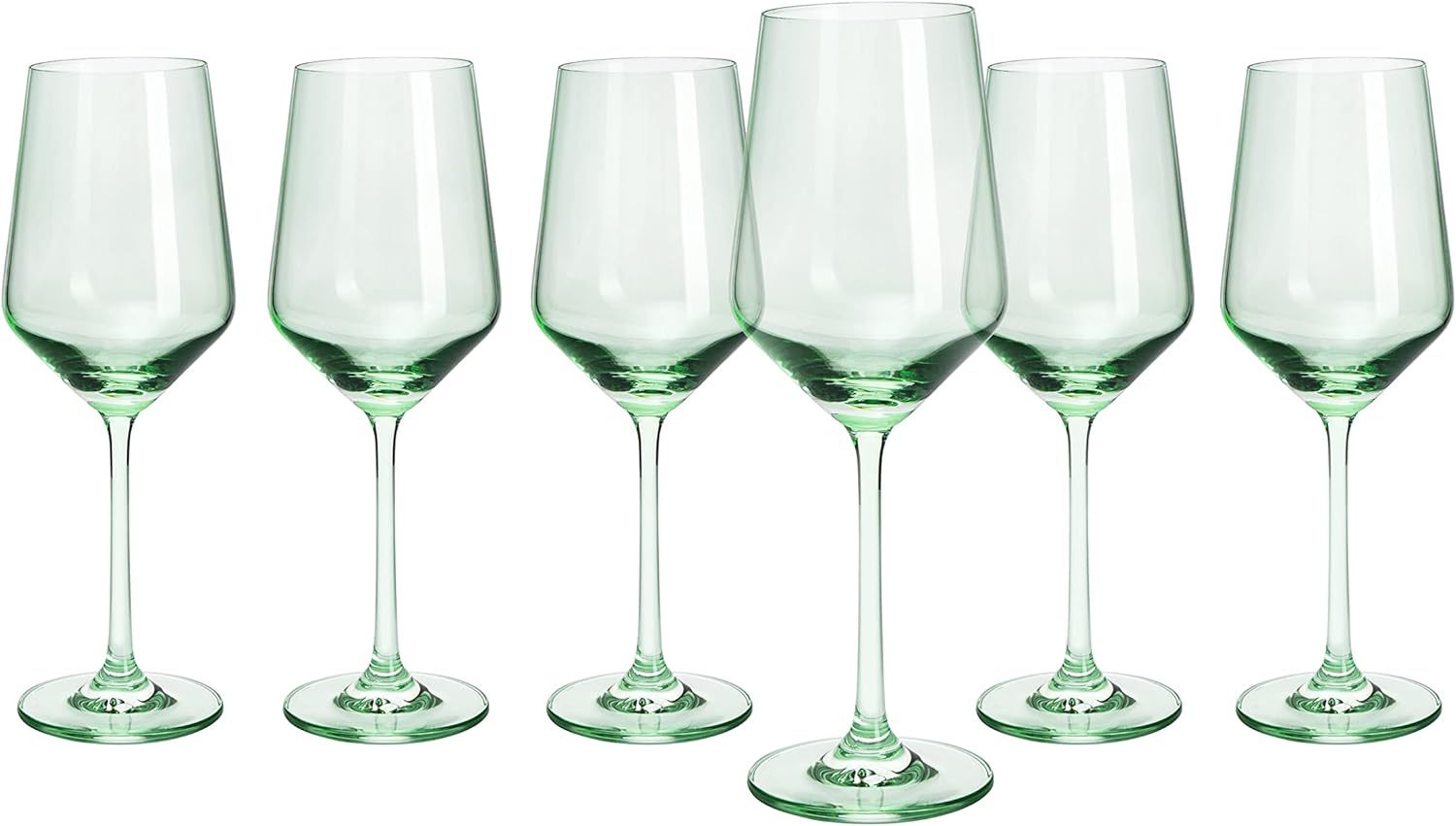 Green Colored Wine Glass Set, 12oz, Set of 6 - Wedding Mint Green