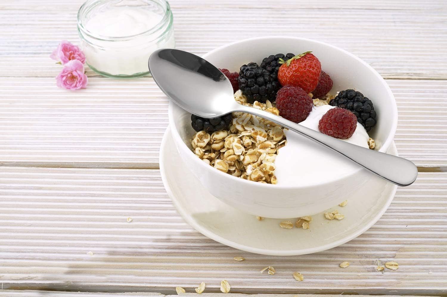 12-Piece Stainless Steel Teaspoons, Spoons Silverware Set, Dishwasher Safe - 6.7 Inches