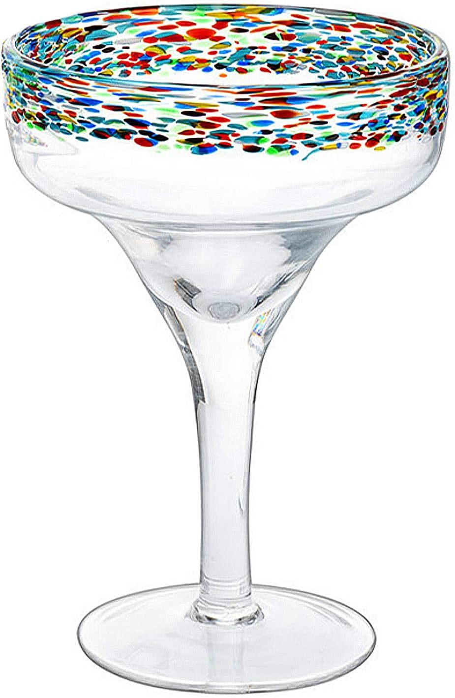 Margarita Glasses – Set of 4 - Luxury Hand Blown Confetti Margaritas, Cocktails, Water, Wine, Dessert, Martini & Champagne Cinco de Mayo