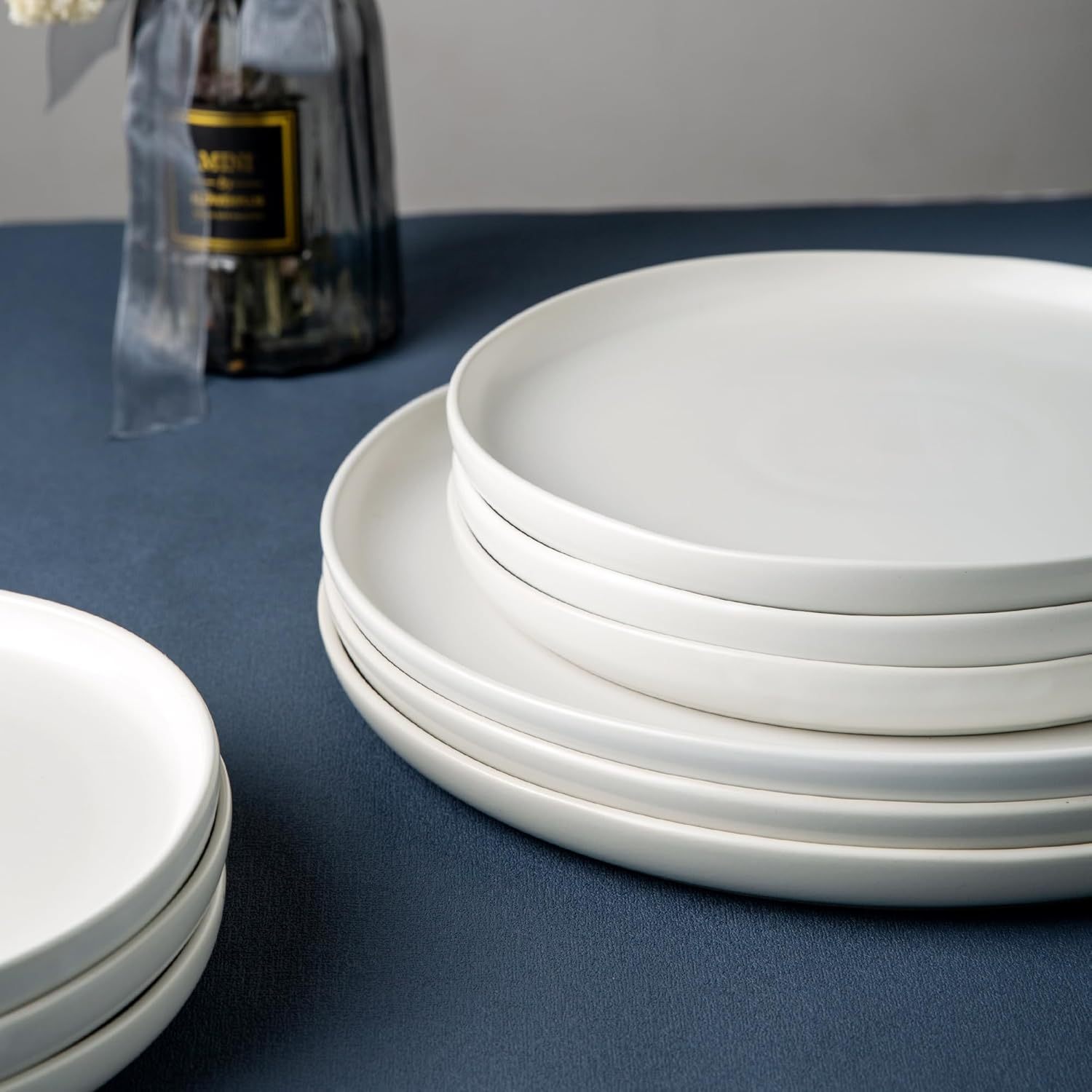 Ceramic Dinnerware Sets, Wavy Rim Stoneware Plates and Bowls Sets, Highly Chip and Crack Resistant | Dishwasher & Microwave & Oven Safe Dishes set, Service for 8 (24pc)