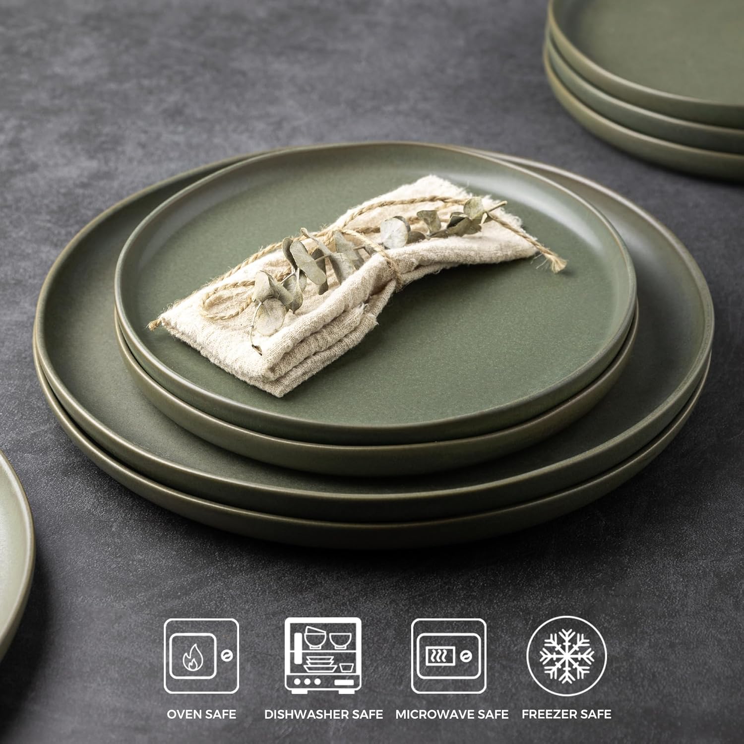 Ceramic Dinner Plates Set of 6, Wavy Rim 10.5 Inch Stoneware Dish Set, Large Dinnerware Plates for Kitchen-Microwave&Dishwasher Safe, Scratch Resistant-Reactive Glaze Matte