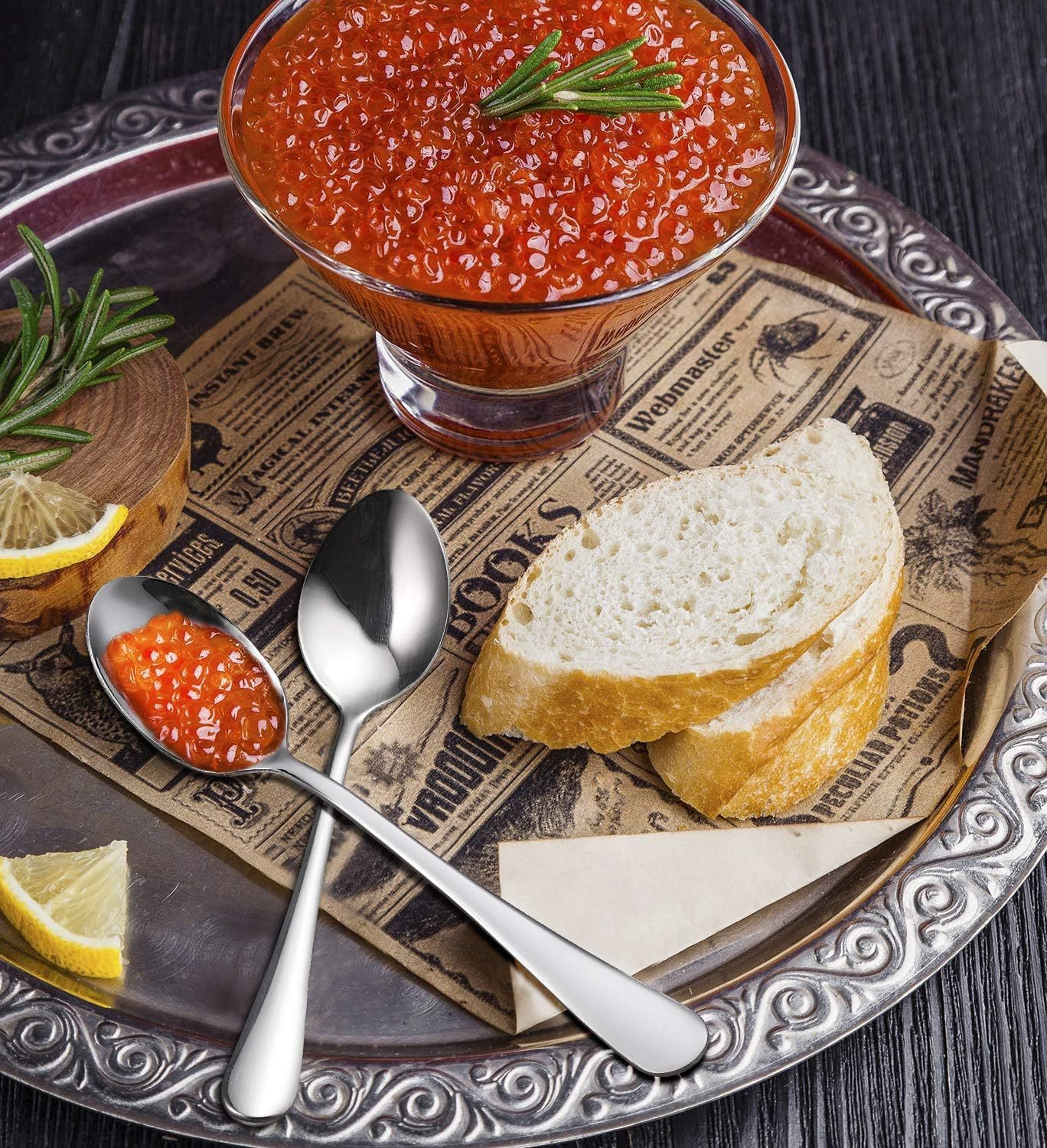 Dinner Spoons Set, Food Grade Stainless Steel Spoons Silverware for Home, Kitchen or Restaurant - Mirror Polished, Dishwasher Safe, Set of 12, 7.3 Inch