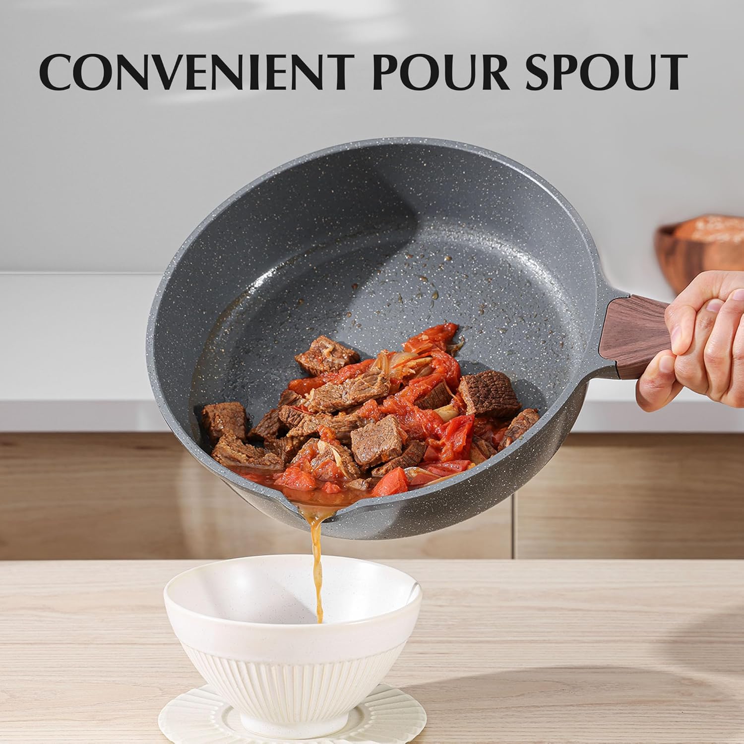 Nonstick Cookware Set 13-Piece, Non Stick Pots and Pans Set with Swiss Granite Coating, Non-toxic Kitchen Cooking Set, Stay-Cool Handles, PFOA Free