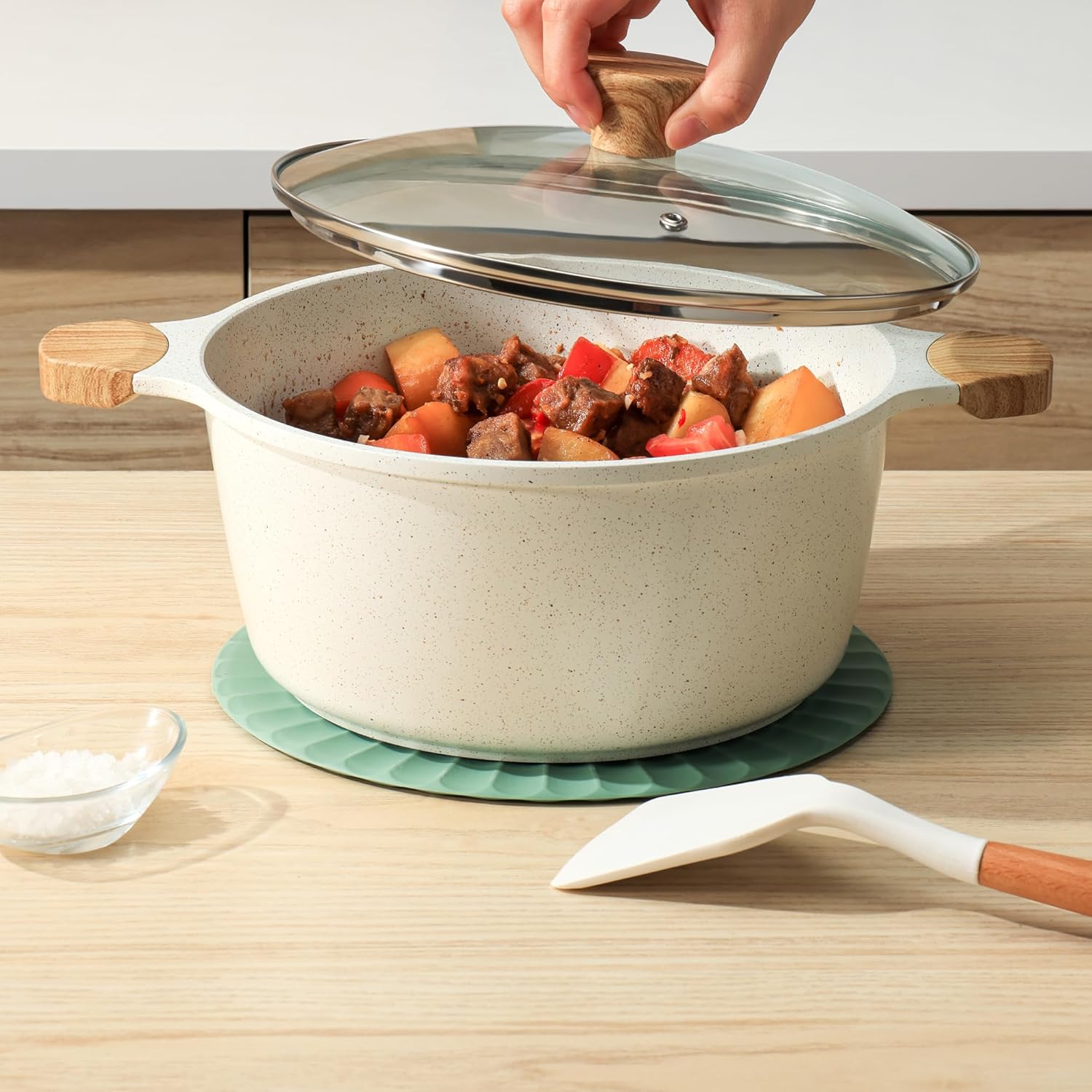 Ceramic Nonstick Dutch Oven 4.5QT, Nonstick Induction Stock Pot Stew Pot with Lid