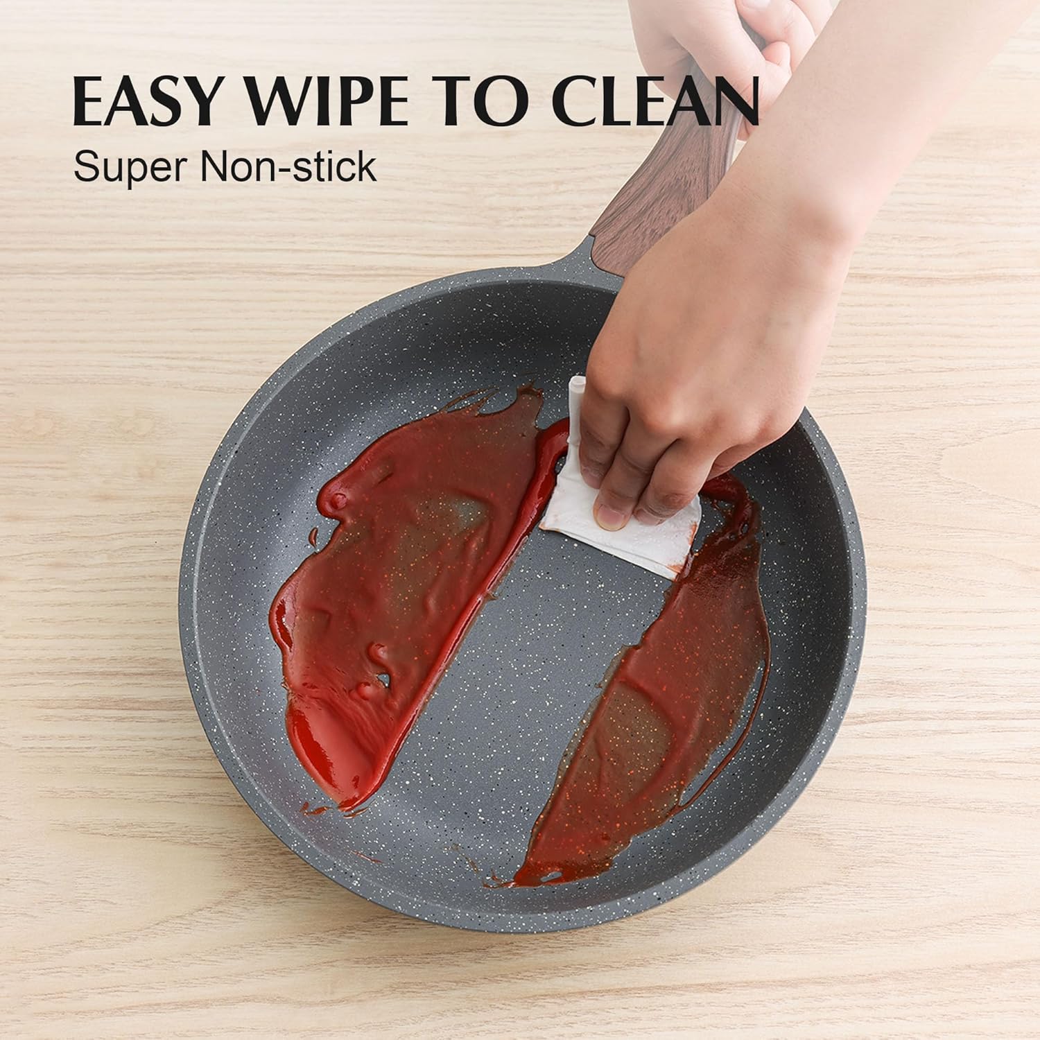 Nonstick Cookware Set 13-Piece, Non Stick Pots and Pans Set with Swiss Granite Coating, Non-toxic Kitchen Cooking Set, Stay-Cool Handles, PFOA Free