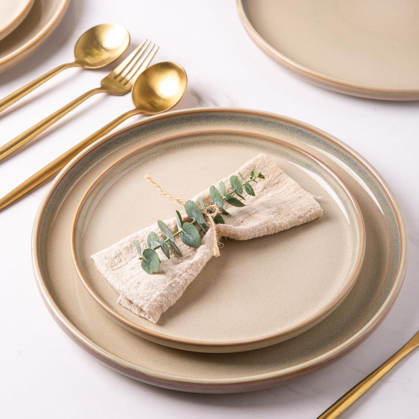 Stoneware Dinnerware Sets,Round Reactive Glaze Ceramic Plates and Bowls Sets,Highly Chip and Crack Resistant | Dishwasher & Microwave Safe Dishes,Service for 6 (18pc)