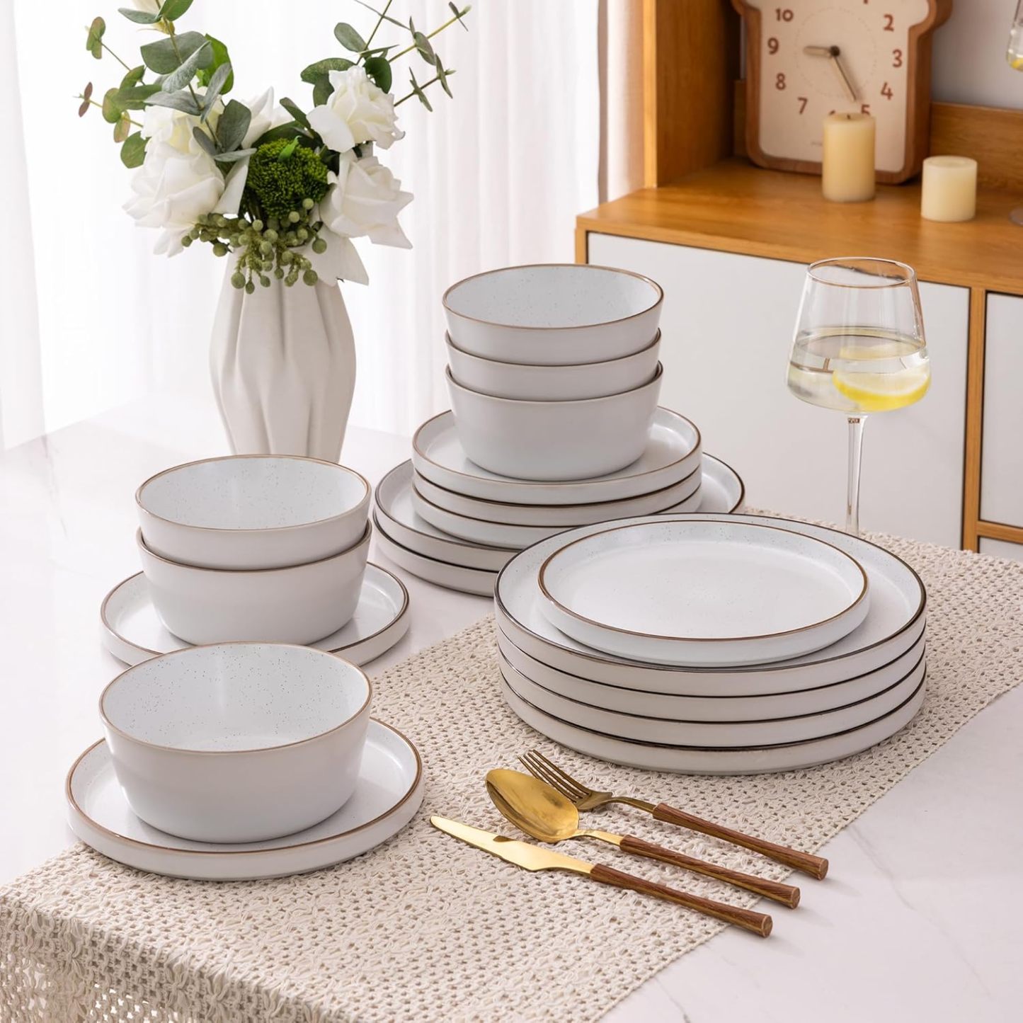Dinnerware Sets of 4, 12 Piece Plates and Bowls Set, Chip and Crack Resistant, Dishwasher & Microwave Safe Ceramic Dishes Set