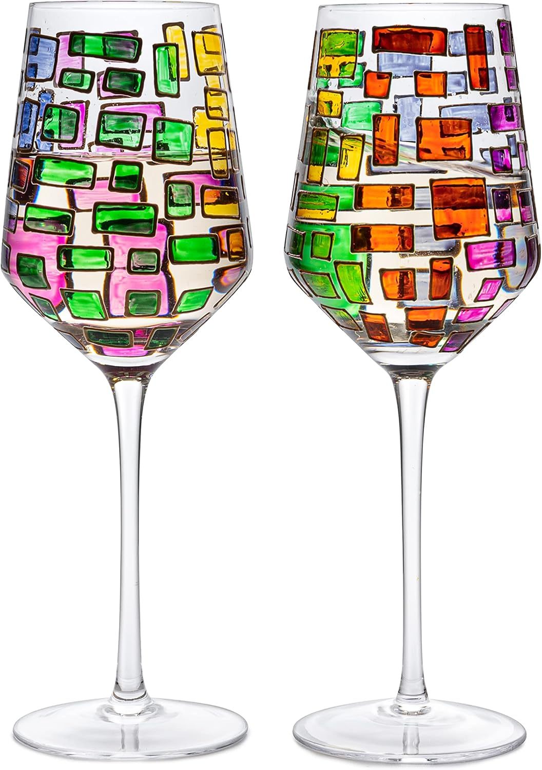 Renaissance Stain-glassed Windows Wines Glass Set of 2