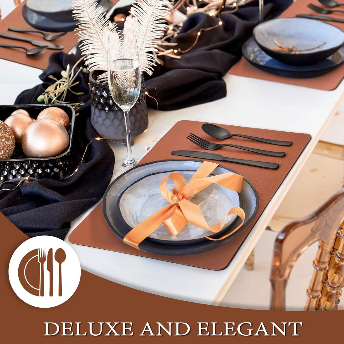 24 Pieces Matte Black Silverware Set with Steak Knives for 4, Stainless Steel Flatware Utensils Set, Hand Wash Recommended