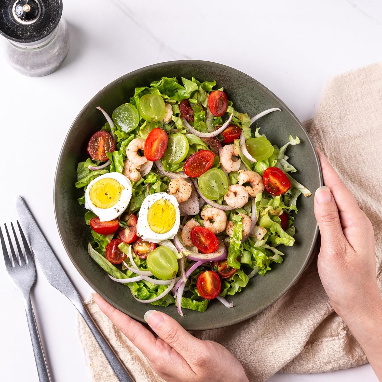 9.75'' Ceramic Large Pasta Bowls, 38oz Stoneware Flat Serving Bowls Set of 4, Oven,Microwave&Dishwasher Safe Bowls with Wavy Rim for Fruit Pasta Salad Meal, Reavtive-Matte