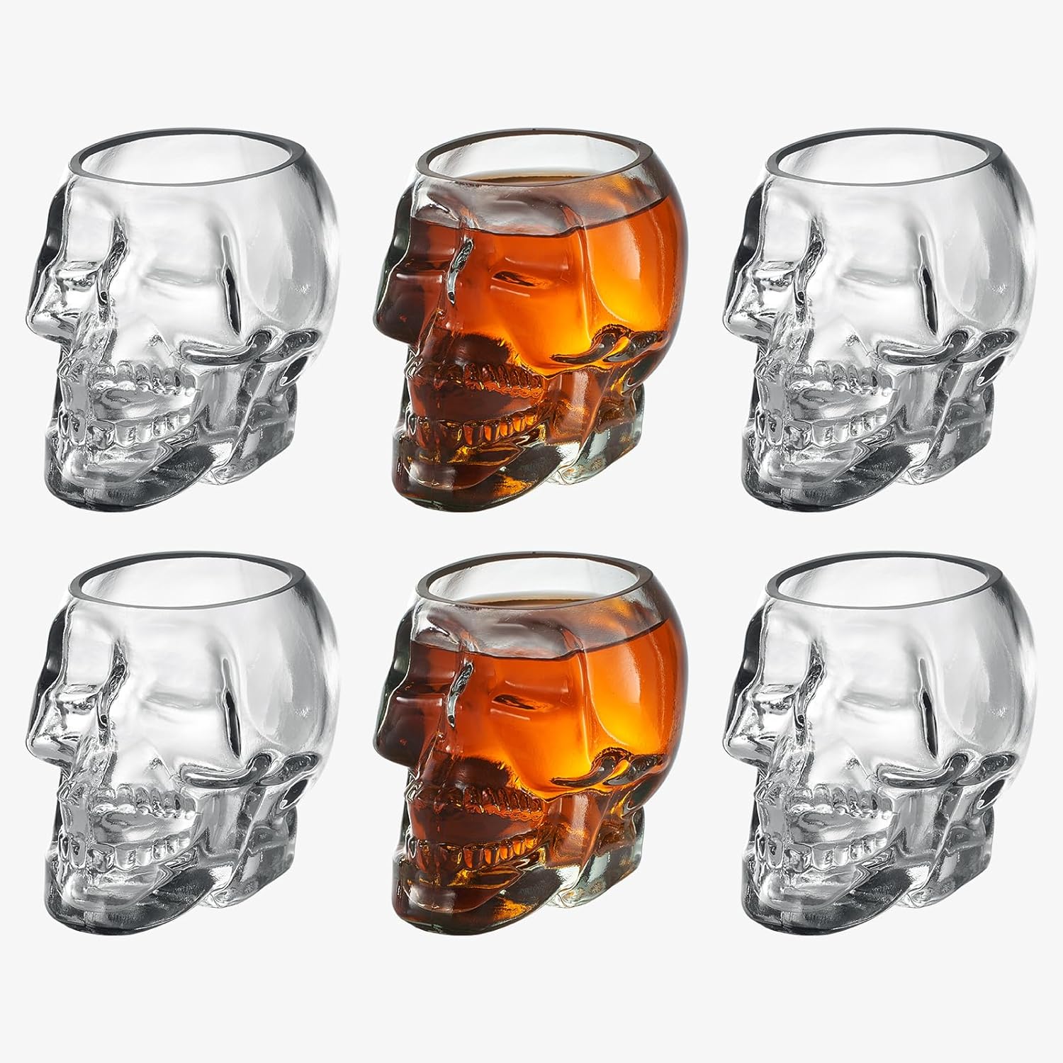Skull Shot Glasses 3oz Skull Glasses 3" H - Set of 6 - Goth Gifts, Skull Gifts, Skull Decor, Skeleton Decor