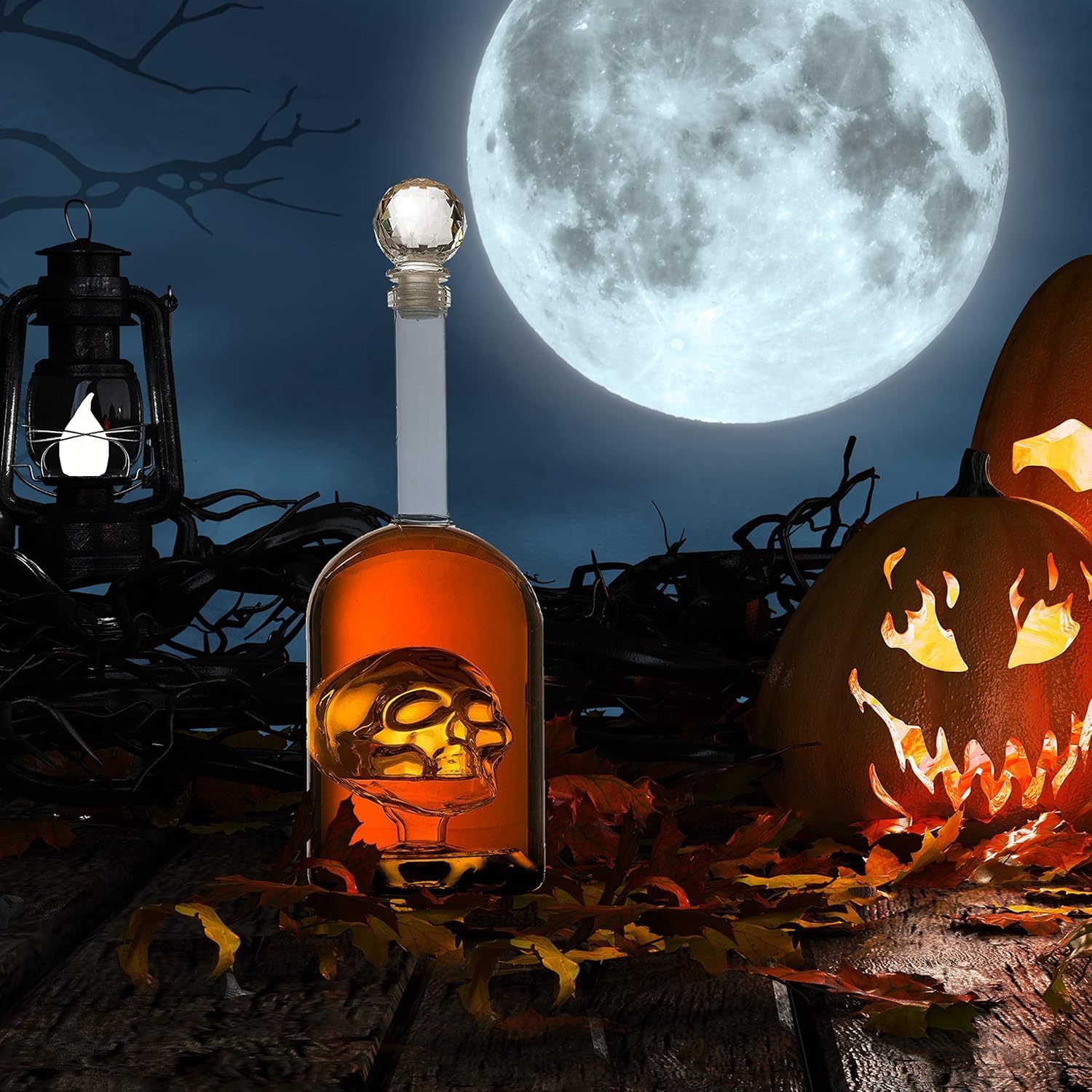 Skull Decanter in Bottler Skull Head 750ml, Skull Bottle Skull Face Enlarges with Whiskey, Tequila, Bourbon Scotch or Rum