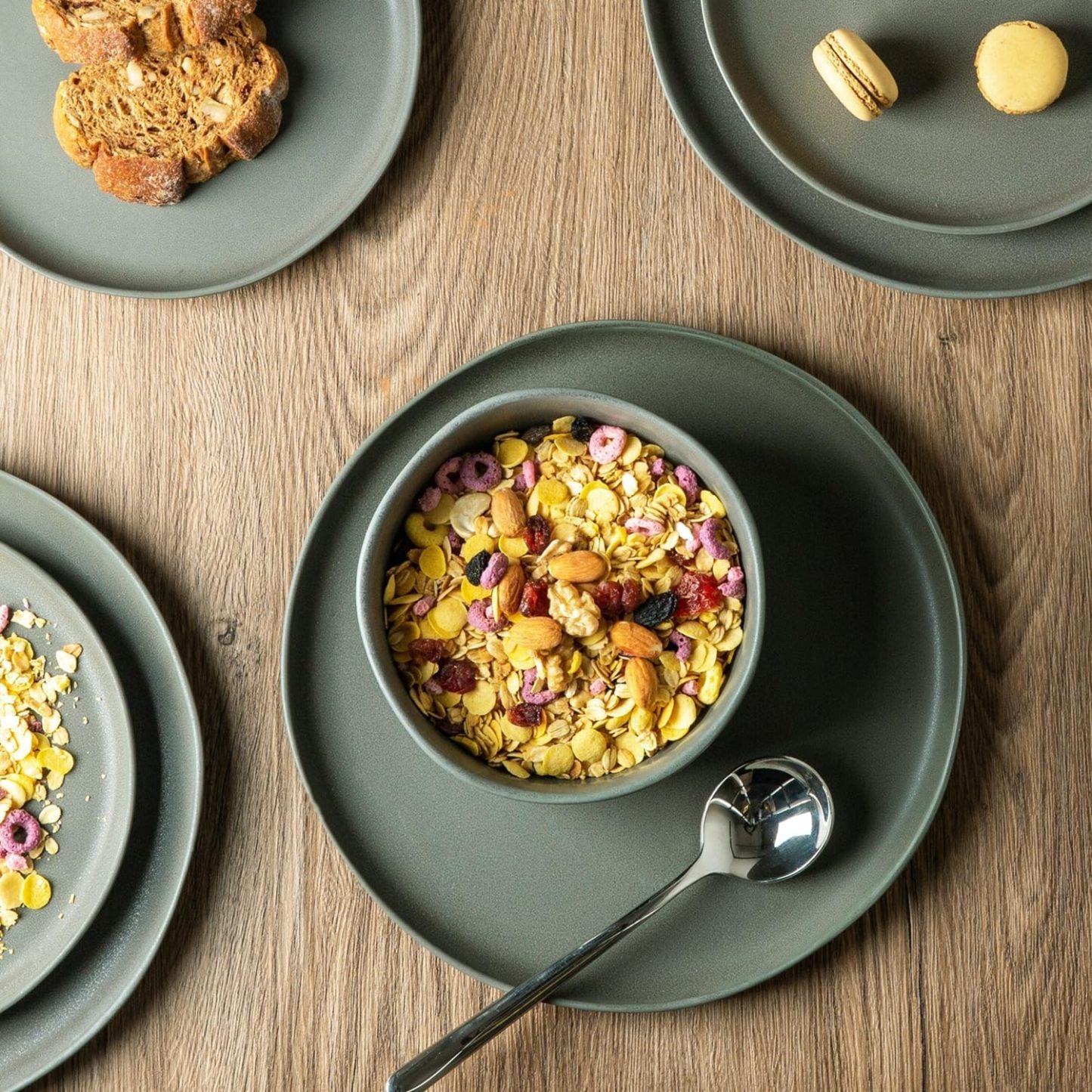 Ceramic Dinner Plates Set of 6, Wavy Rim 10.5 Inch Stoneware Dish Set, Large Dinnerware Plates for Kitchen-Microwave&Dishwasher Safe, Scratch Resistant-Reactive Glaze Matte