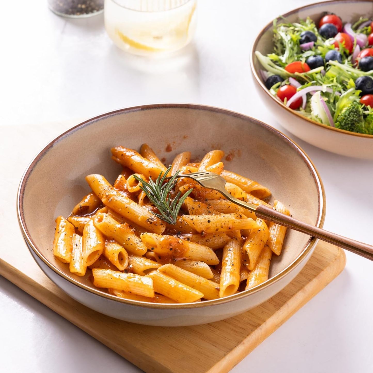 8.5'' Large Pasta Bowls, 36oz Ceramic Pasta Serving Bowls Set of 4 for Kitchen, Wide Bowls for Pasta,Salad,Oatmeal, Microwave Safe, Reactive Glaze-Latte