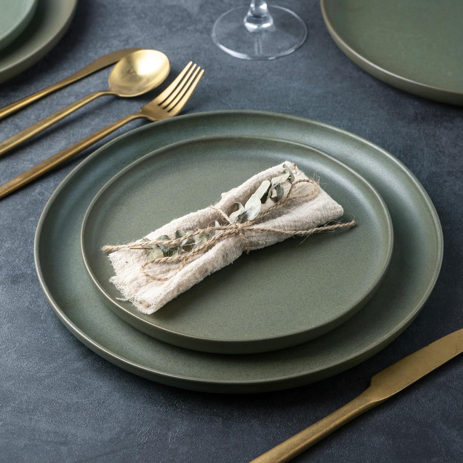 Ceramic Dinner Plates Set of 6, Wavy Rim 10.5 Inch Stoneware Dish Set, Large Dinnerware Plates for Kitchen-Microwave&Dishwasher Safe, Scratch Resistant-Reactive Glaze Matte