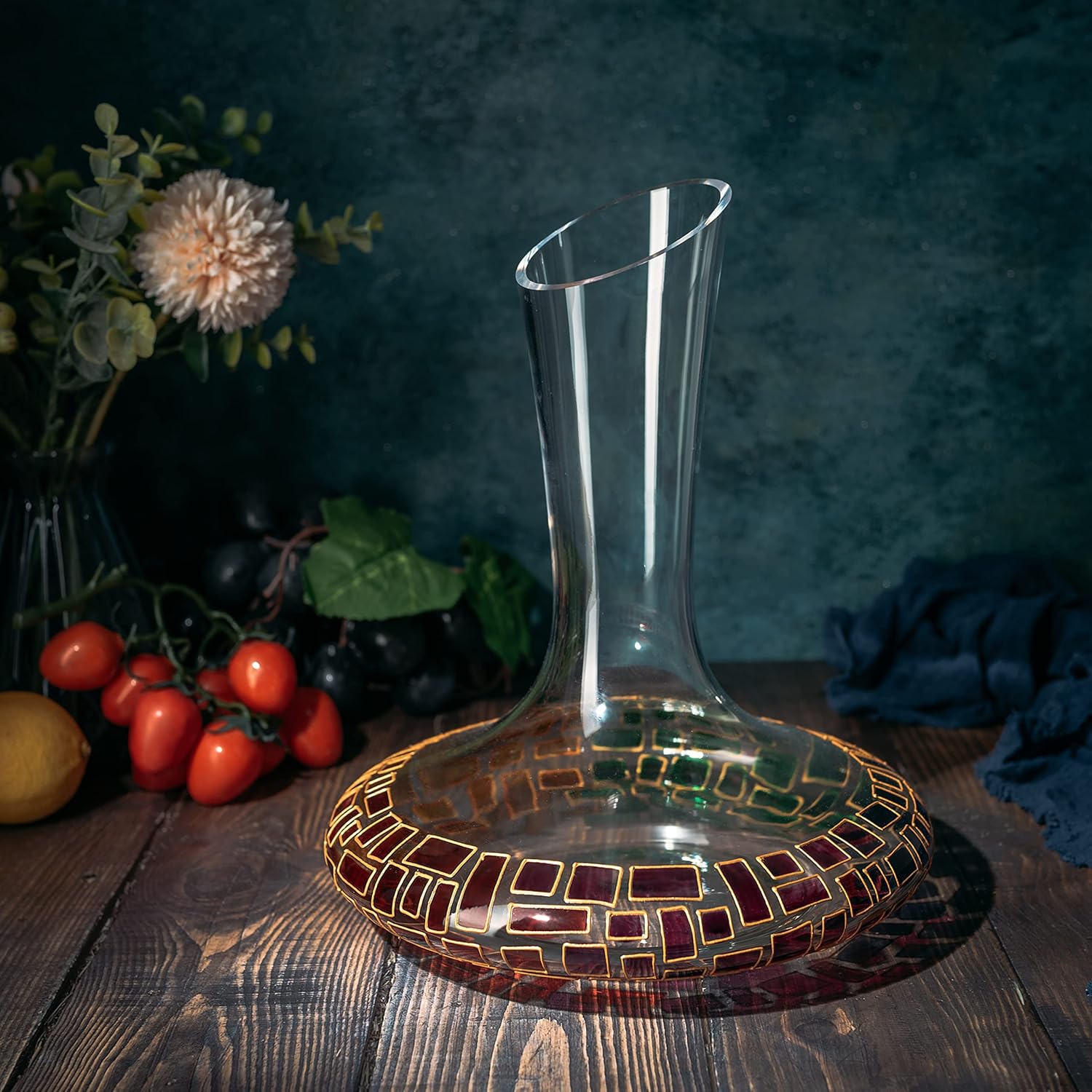 Renaissance Romantic Stained Glass Windows, Artisanal Hand Painted Glassware