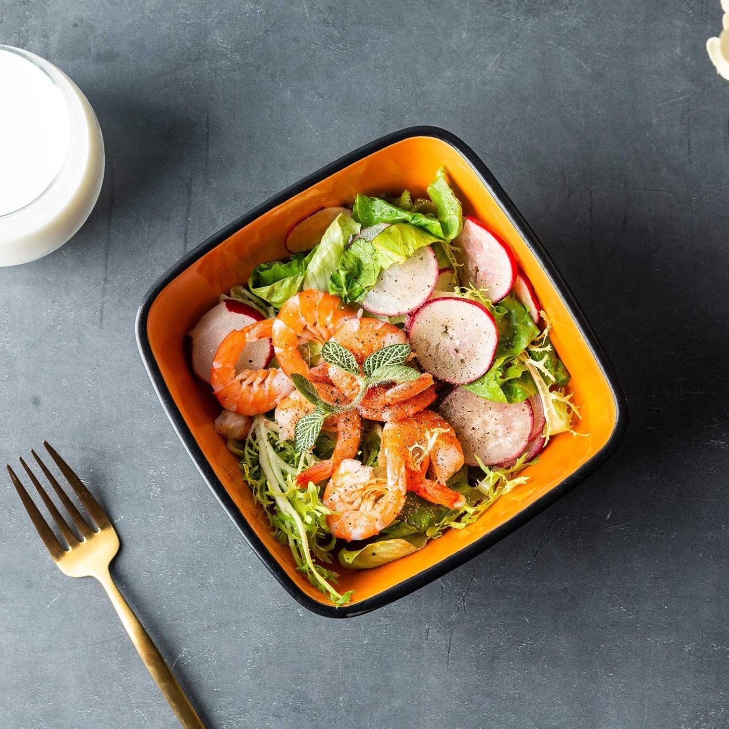 32oz Square Cereal Soup Bowls, Stoneware Bowls Set of 4 for Kitchen, Large Bowls for Cereal,Soup,Salad,Meal, Microwave & Dishwasher Safe-Colorful Inside