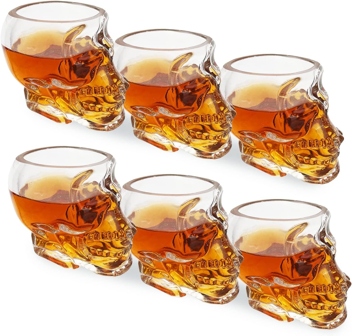 Skull Shot Glasses 3oz Skull Glasses 3" H - Set of 6 - Goth Gifts, Skull Gifts, Skull Decor, Skeleton Decor