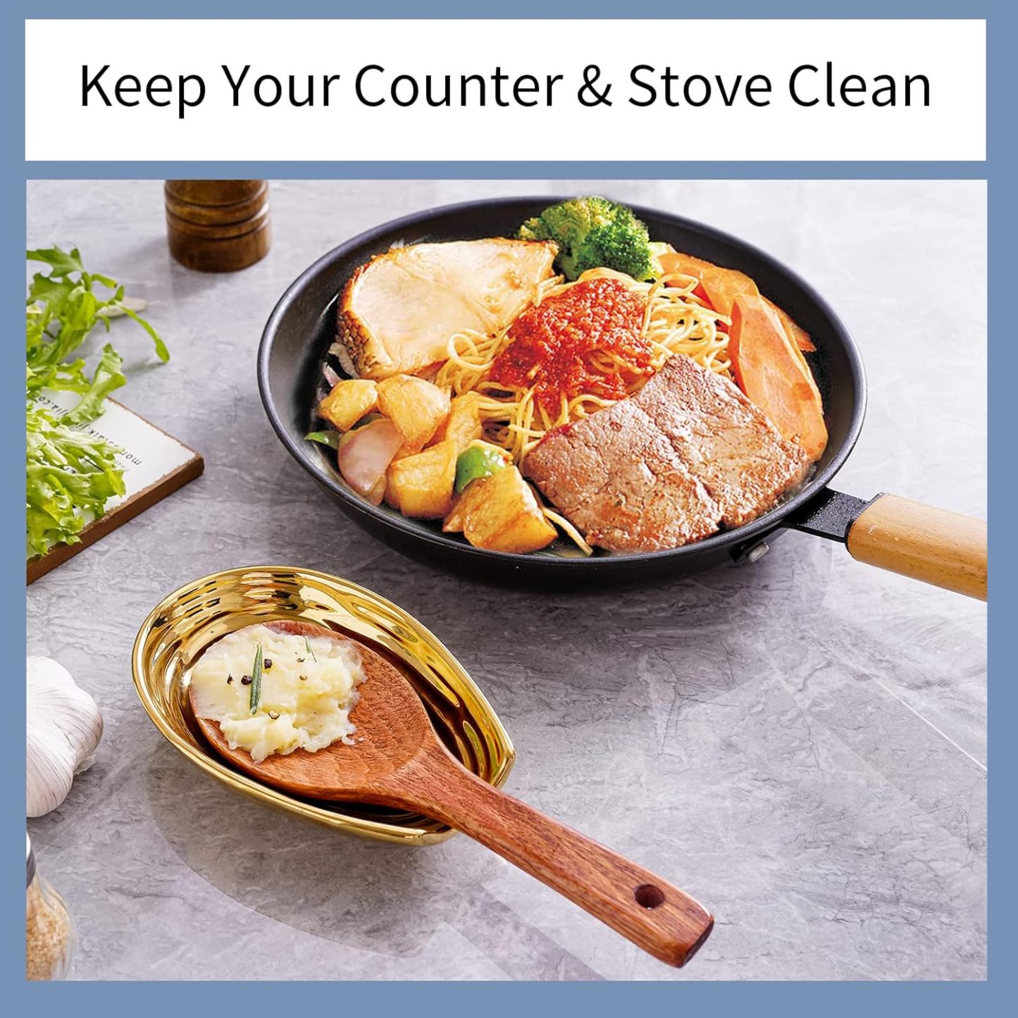 Spoon Rest for Stove Top, Ceramic Gold Spoon Holder for Stove Top and Kitchen Counter, Large Stable Heat-resistant Utensil Rest for Cooking, Spatula Ladles Tongs, Home Kitchen Decor, 1 PC