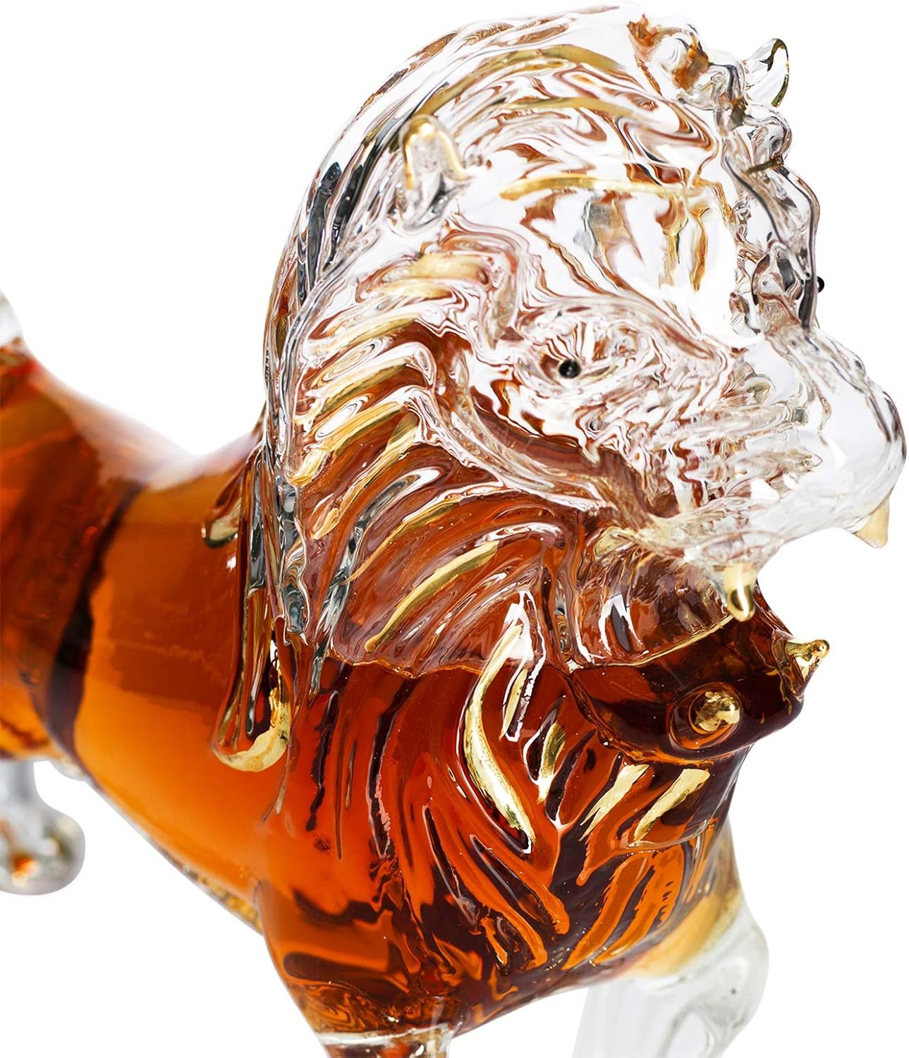 Lion Animal Whiskey and Wine Decanter, The Wine Savant - Stunning 500ml Glass Decanter Featuring a Majestic Lion Profile