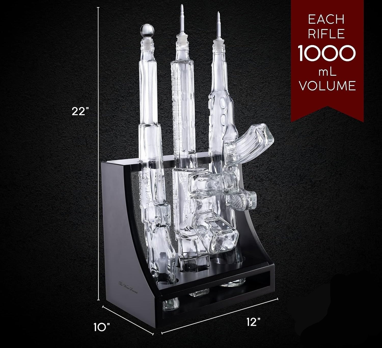 3 Gun Whiskey Decanters Set & Rifle Gun Decanter 1000ml