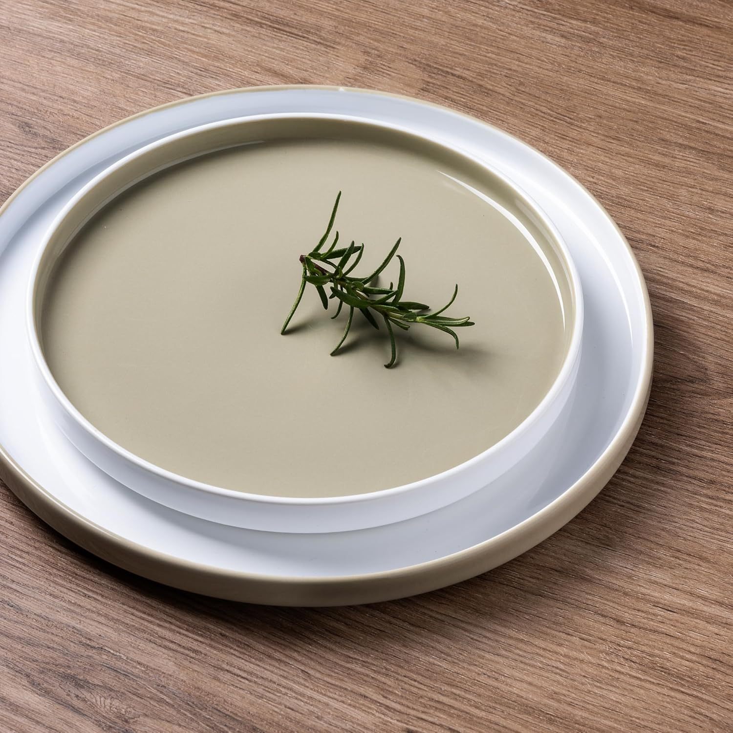 Ceramic Dinnerware Sets for 4, Modern Stoneware Plates and Bowls Sets,Chip and Crack Resistant | Dishwasher & Microwave Safe Ceramic Dishes Set,Service for 4 (12pc)-White&Khaki