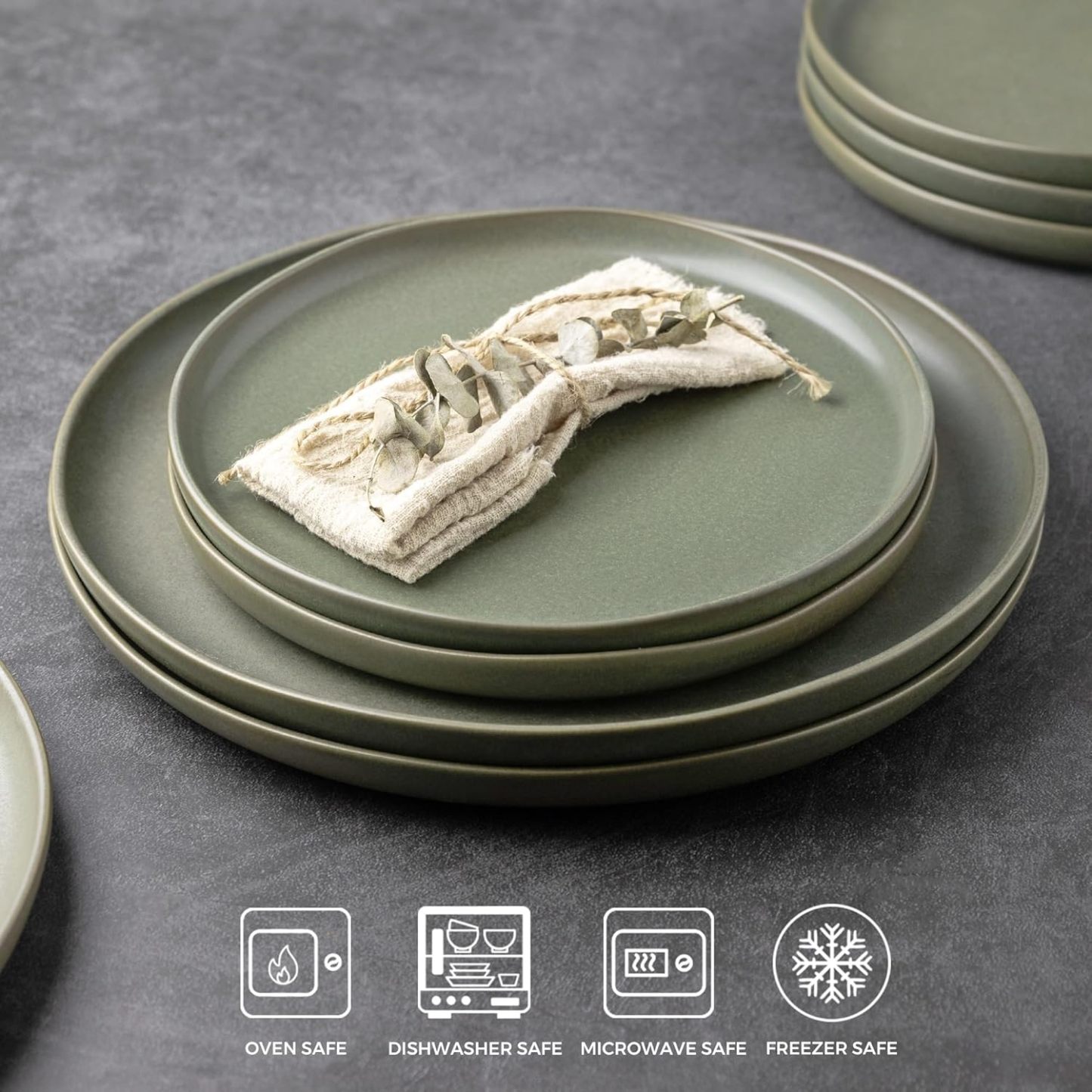 Dinnerware Sets, Wavy Rim Plates and Bowls Sets,Highly Chip and Crack Resistant | Dishwasher & Microwave & Oven Safe Dishes set, Service for 8 (24pc)