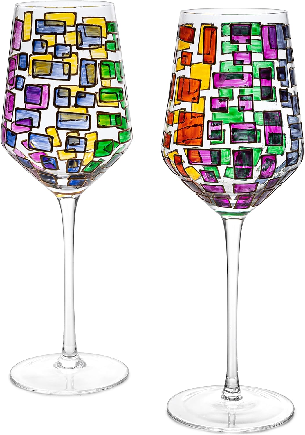 Renaissance Stain-glassed Windows Wines Glass Set of 2