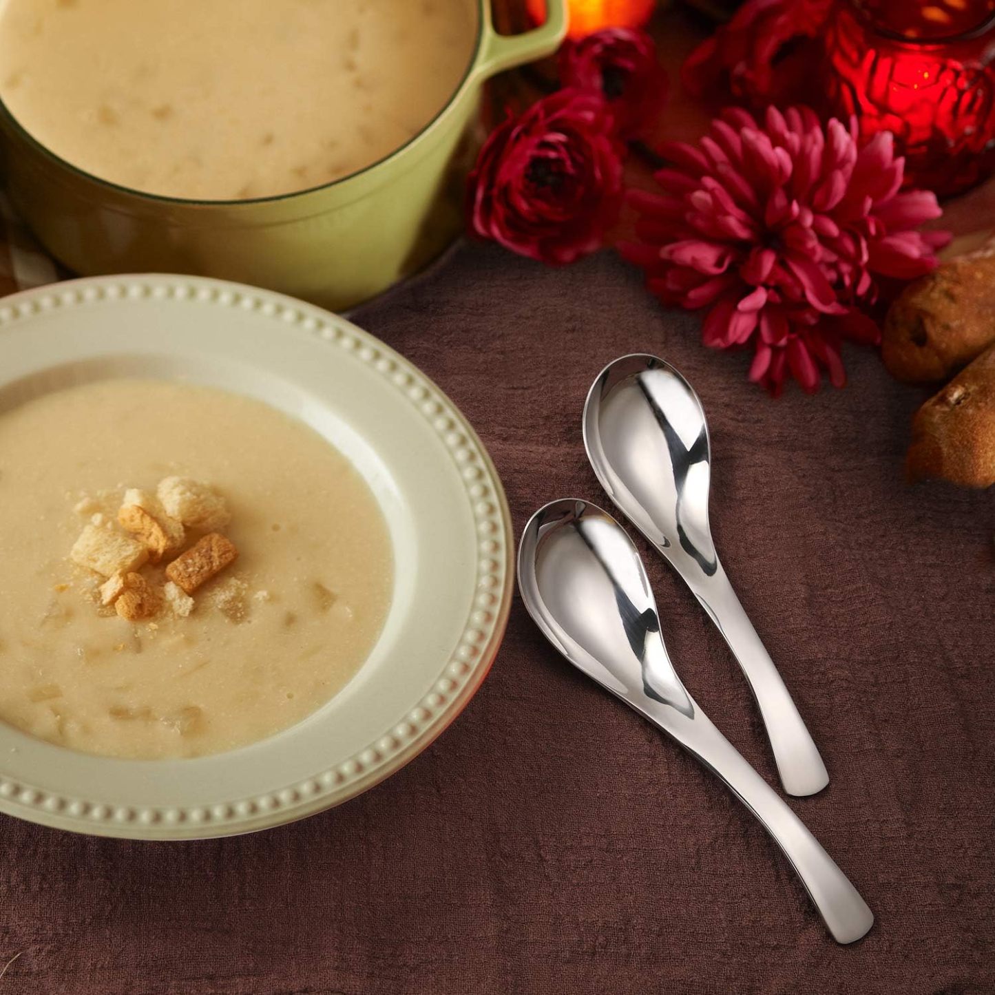 Thick Heavy-weight Soup Spoons, High Grade Stainless Steel Soup Spoons, Table Spoons, Set of 6