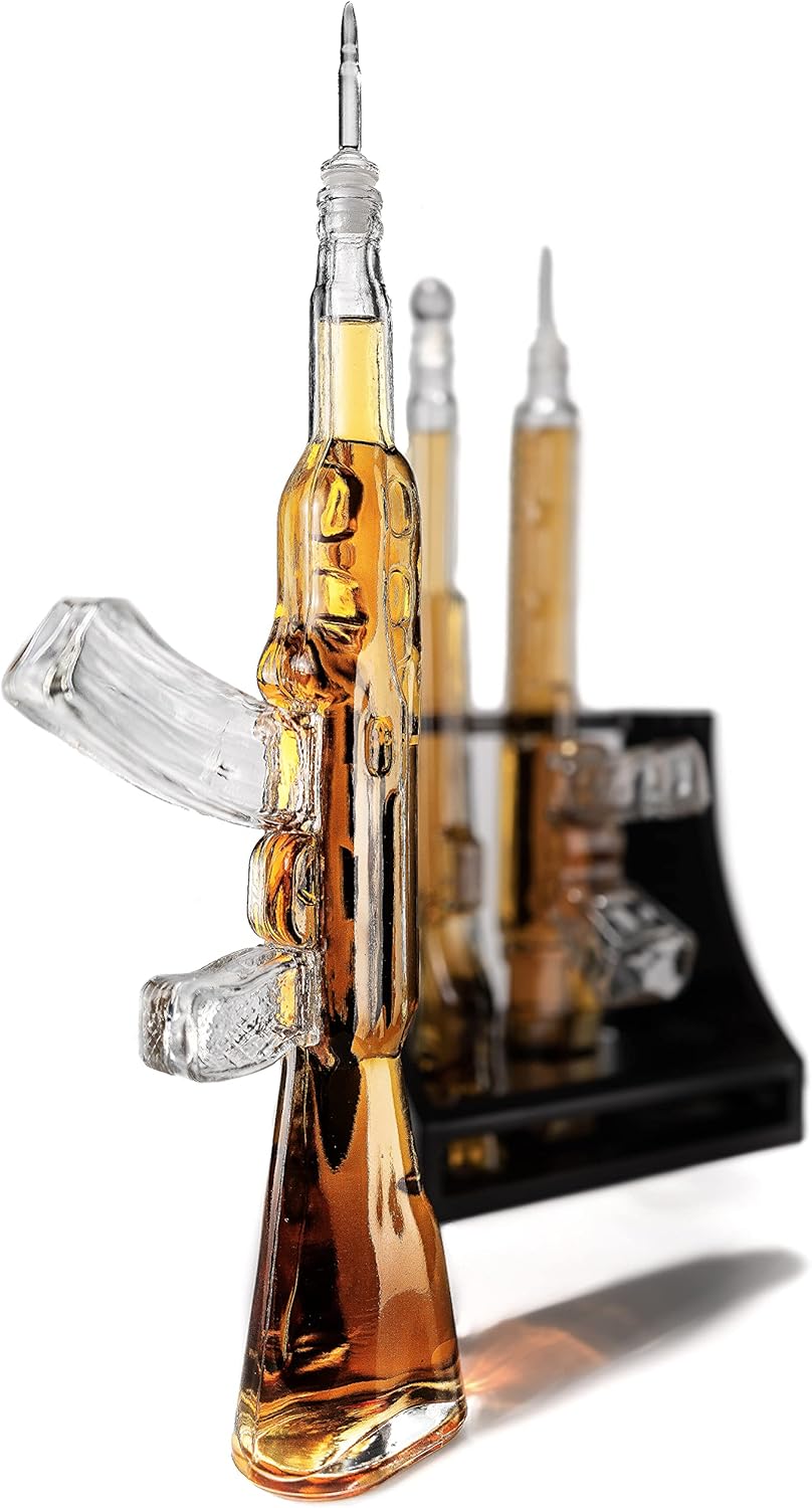 3 Gun Whiskey Decanters Set & Rifle Gun Decanter 1000ml